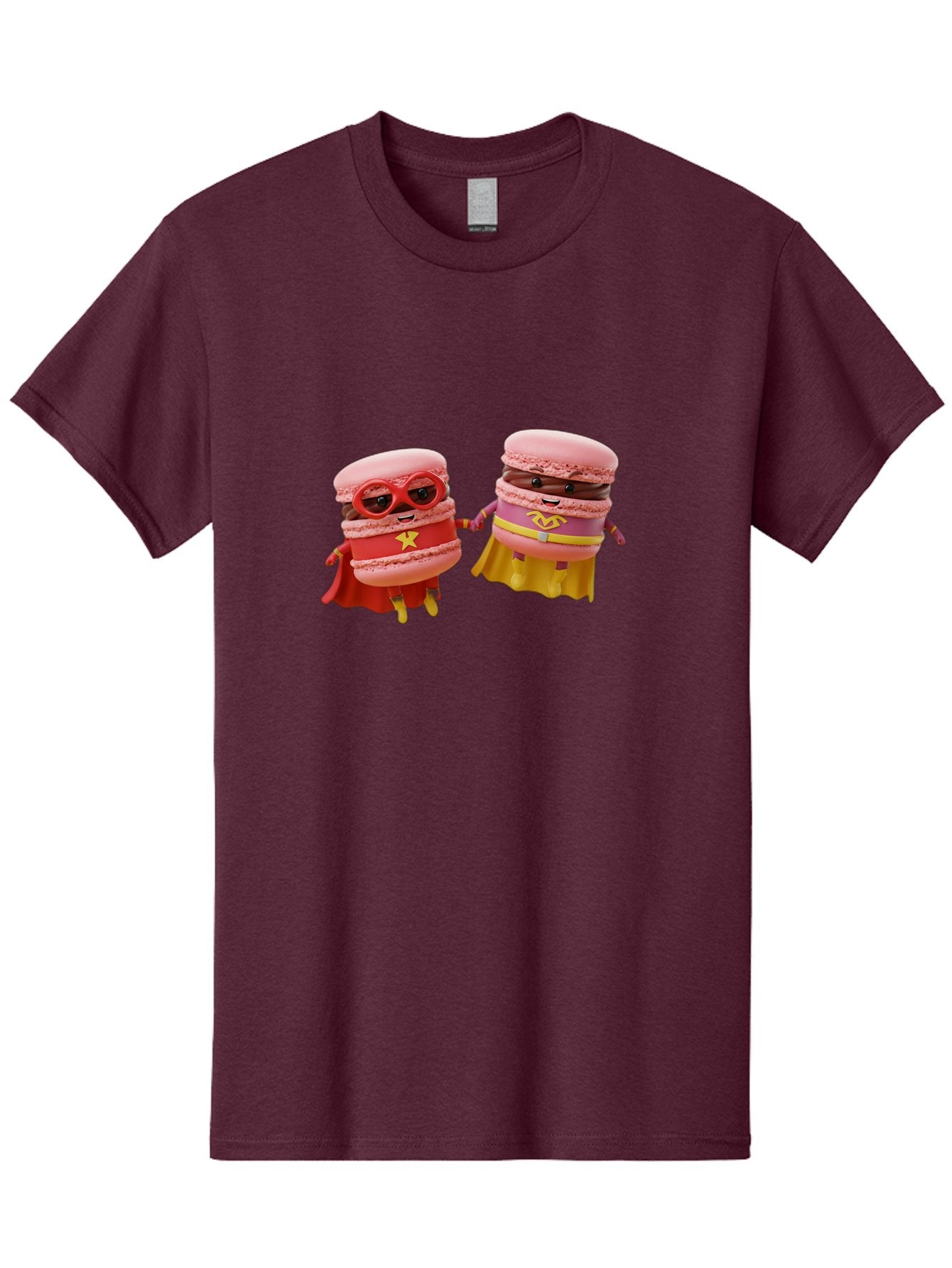 Macarons-8 Men'S Graphic Tee, 100% Cotton, Comfortable Casual Summer Wear, Machine Washable, Superhero Macarons, Macaron Characters, Pink Macarons, Superhero Costumes, Whimsical Desserts, Fantasy Food, Colorful Treats, Macaron Superheroes, Baa952 7