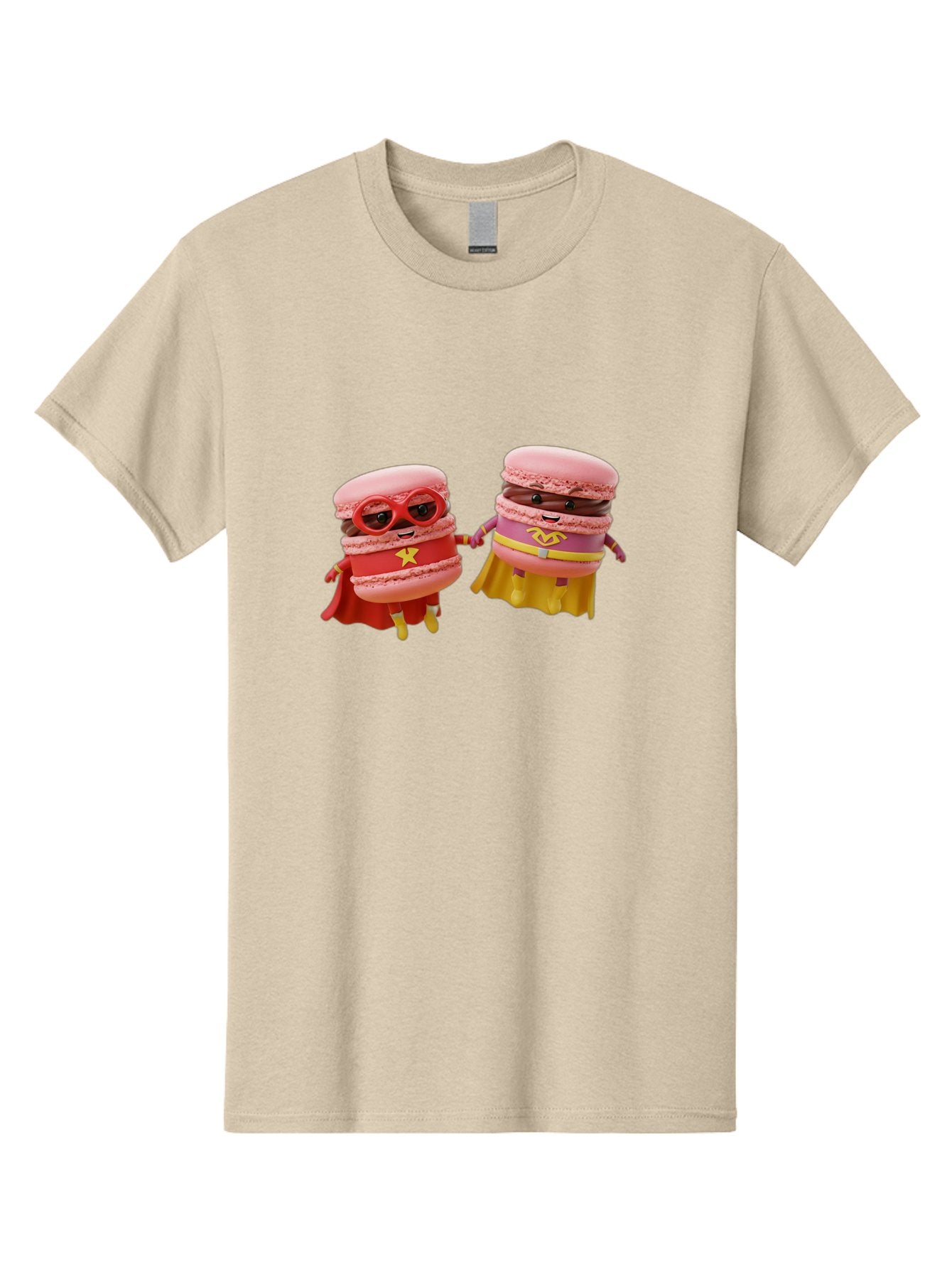 Macarons-8 Men'S Graphic Tee, 100% Cotton, Comfortable Casual Summer Wear, Machine Washable, Superhero Macarons, Macaron Characters, Pink Macarons, Superhero Costumes, Whimsical Desserts, Fantasy Food, Colorful Treats, Macaron Superheroes, Baa952 6