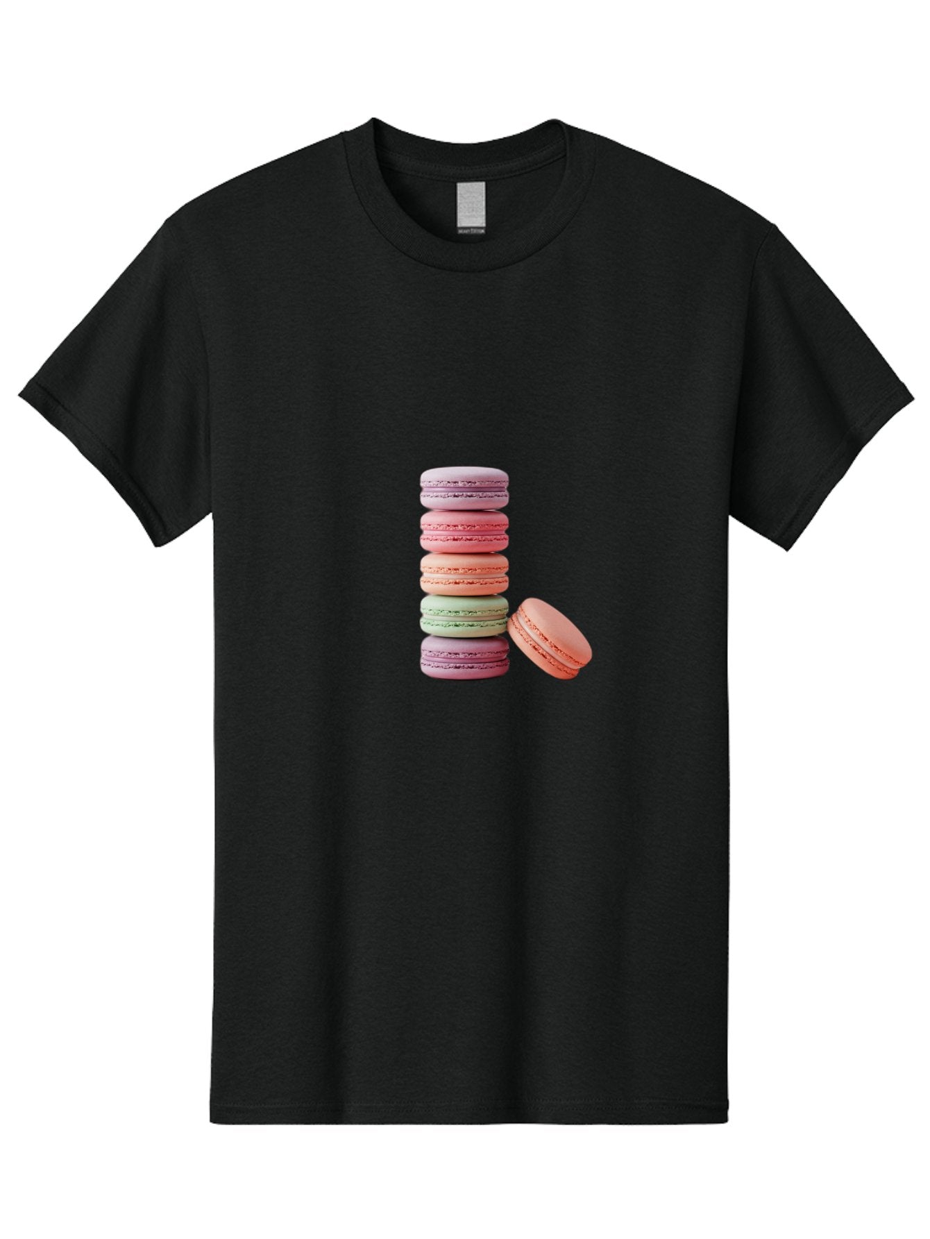 Macarons-Stack Men'S Graphic Tee, 100% Cotton, Comfortable Casual Summer Wear, Machine Washable, Colorful Macarons, Stacked Macarons, Pastel Colors, Sweet Treats, French Desserts, Delicate Cookies, Vibrant Hues, Layered Macarons Baa959 14