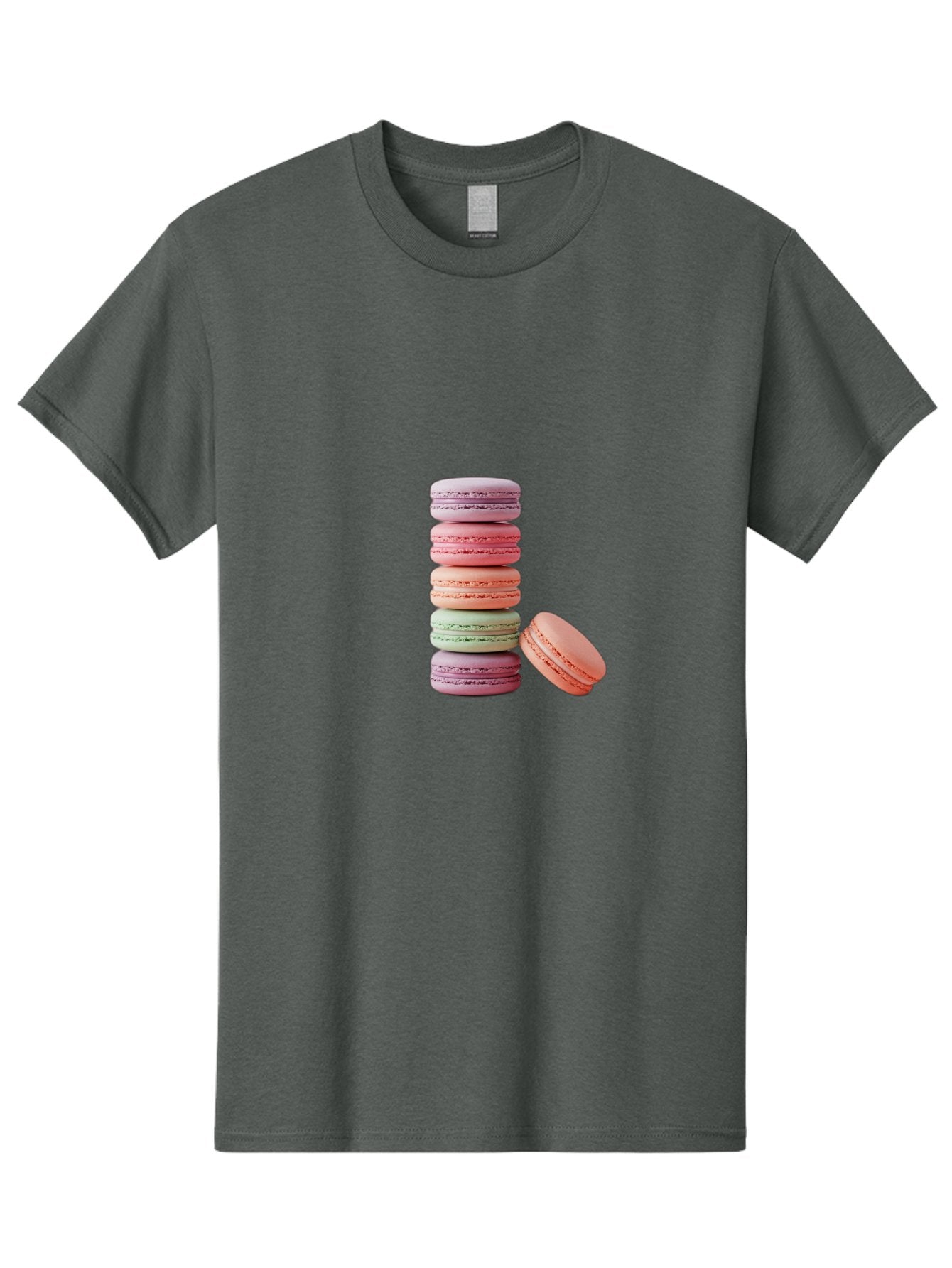 Macarons-Stack Men'S Graphic Tee, 100% Cotton, Comfortable Casual Summer Wear, Machine Washable, Colorful Macarons, Stacked Macarons, Pastel Colors, Sweet Treats, French Desserts, Delicate Cookies, Vibrant Hues, Layered Macarons Baa959 7