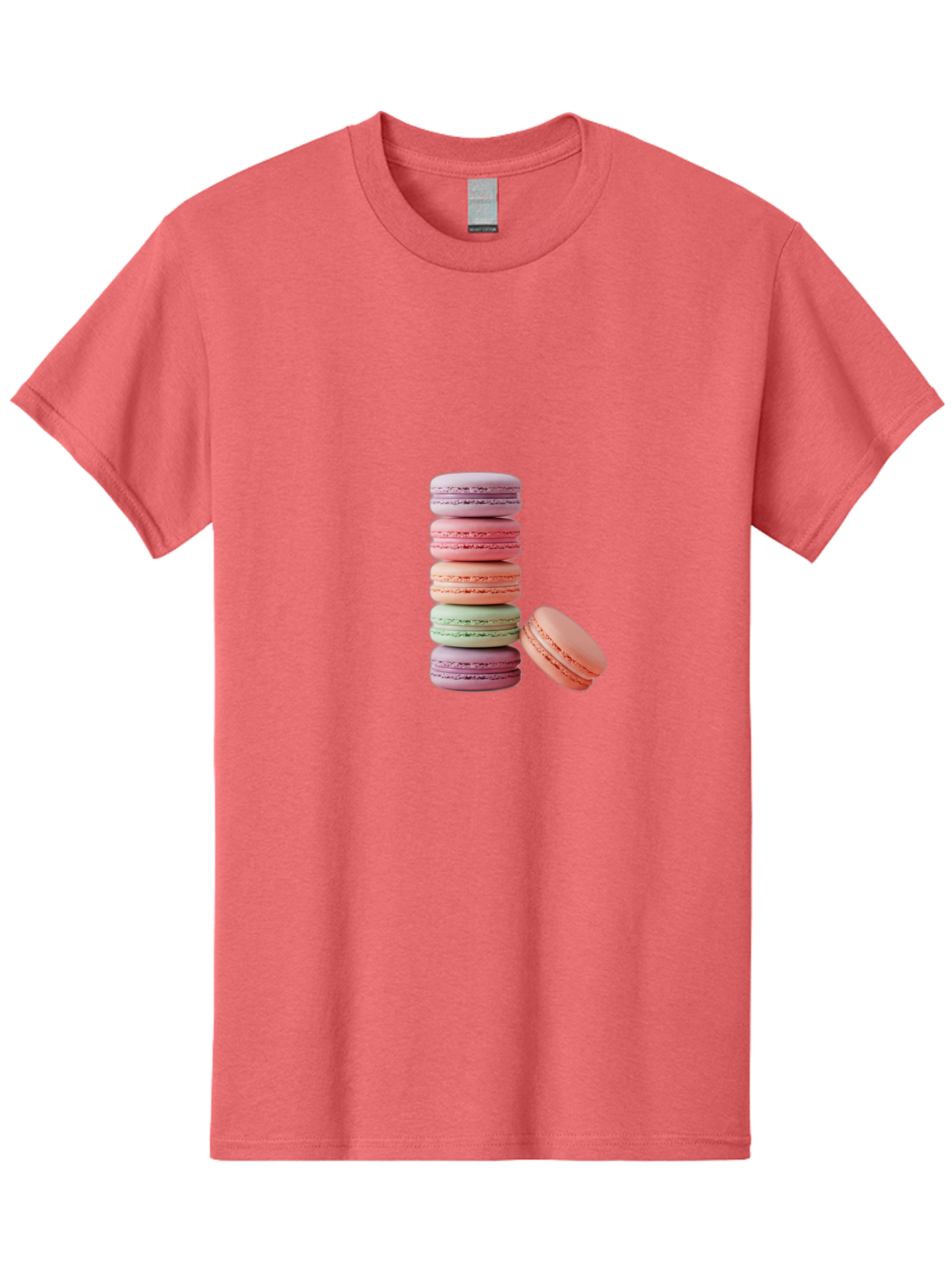 Macarons-Stack Men'S Graphic Tee, 100% Cotton, Comfortable Casual Summer Wear, Machine Washable, Colorful Macarons, Stacked Macarons, Pastel Colors, Sweet Treats, French Desserts, Delicate Cookies, Vibrant Hues, Layered Macarons Baa959 5