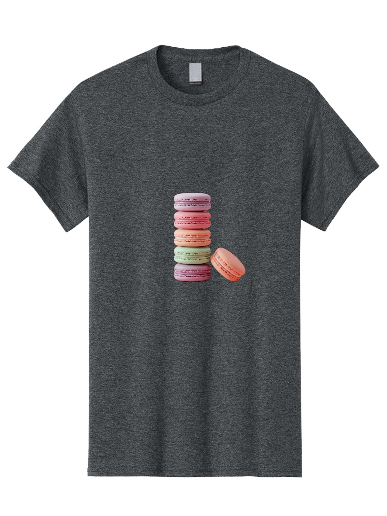 Macarons-Stack Men'S Graphic Tee, 100% Cotton, Comfortable Casual Summer Wear, Machine Washable, Colorful Macarons, Stacked Macarons, Pastel Colors, Sweet Treats, French Desserts, Delicate Cookies, Vibrant Hues, Layered Macarons Baa959 3