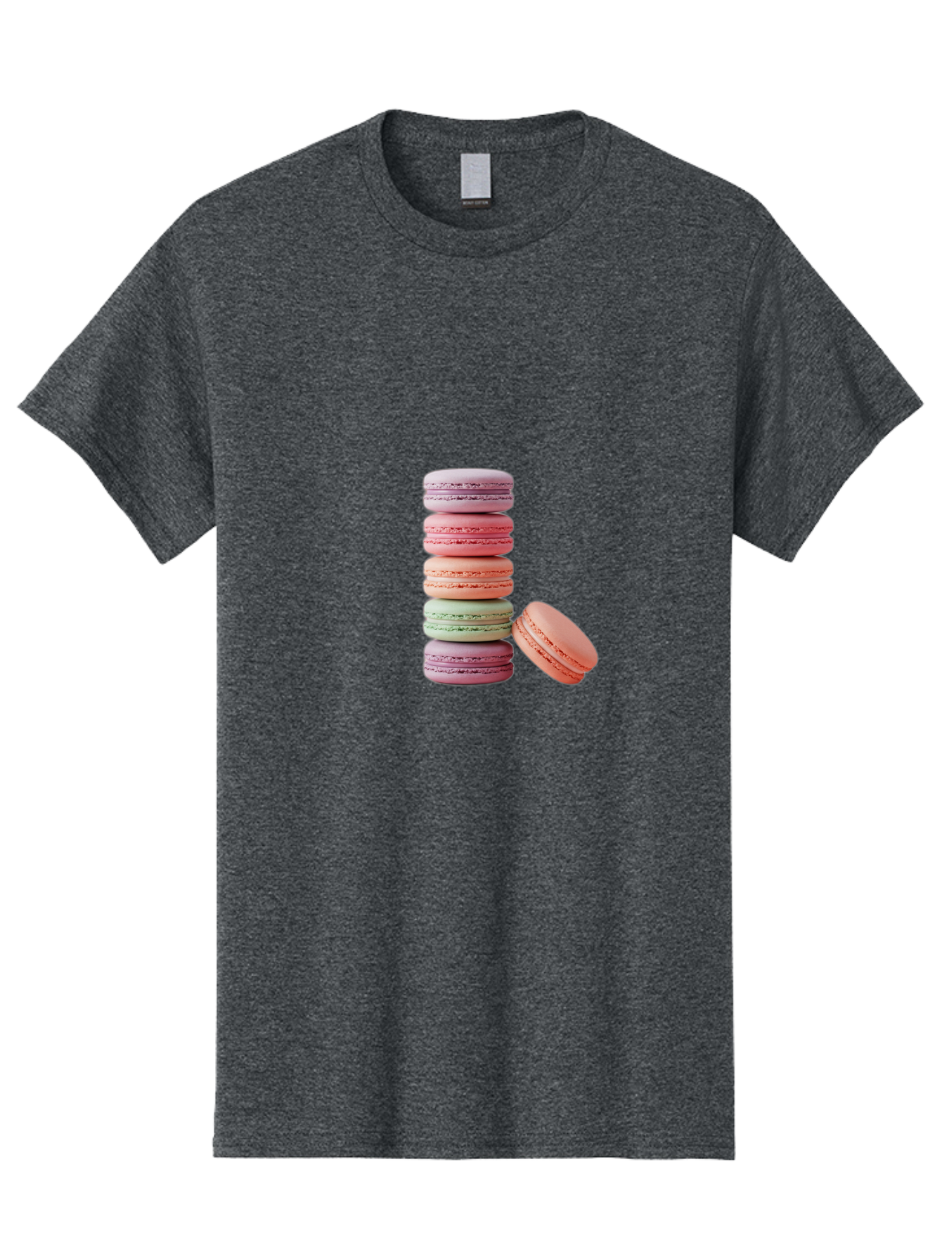 Macarons-Stack Men'S Graphic Tee, 100% Cotton, Comfortable Casual Summer Wear, Machine Washable, Colorful Macarons, Stacked Macarons, Pastel Colors, Sweet Treats, French Desserts, Delicate Cookies, Vibrant Hues, Layered Macarons Baa959 17