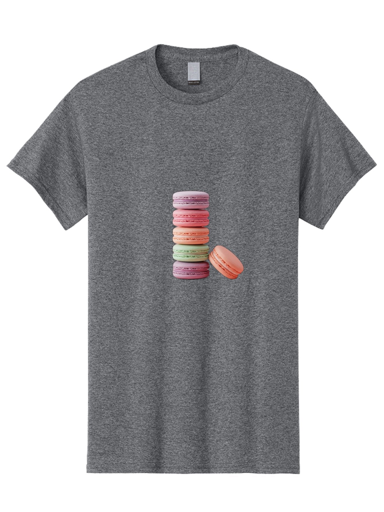 Macarons-Stack Men'S Graphic Tee, 100% Cotton, Comfortable Casual Summer Wear, Machine Washable, Colorful Macarons, Stacked Macarons, Pastel Colors, Sweet Treats, French Desserts, Delicate Cookies, Vibrant Hues, Layered Macarons Baa959 4
