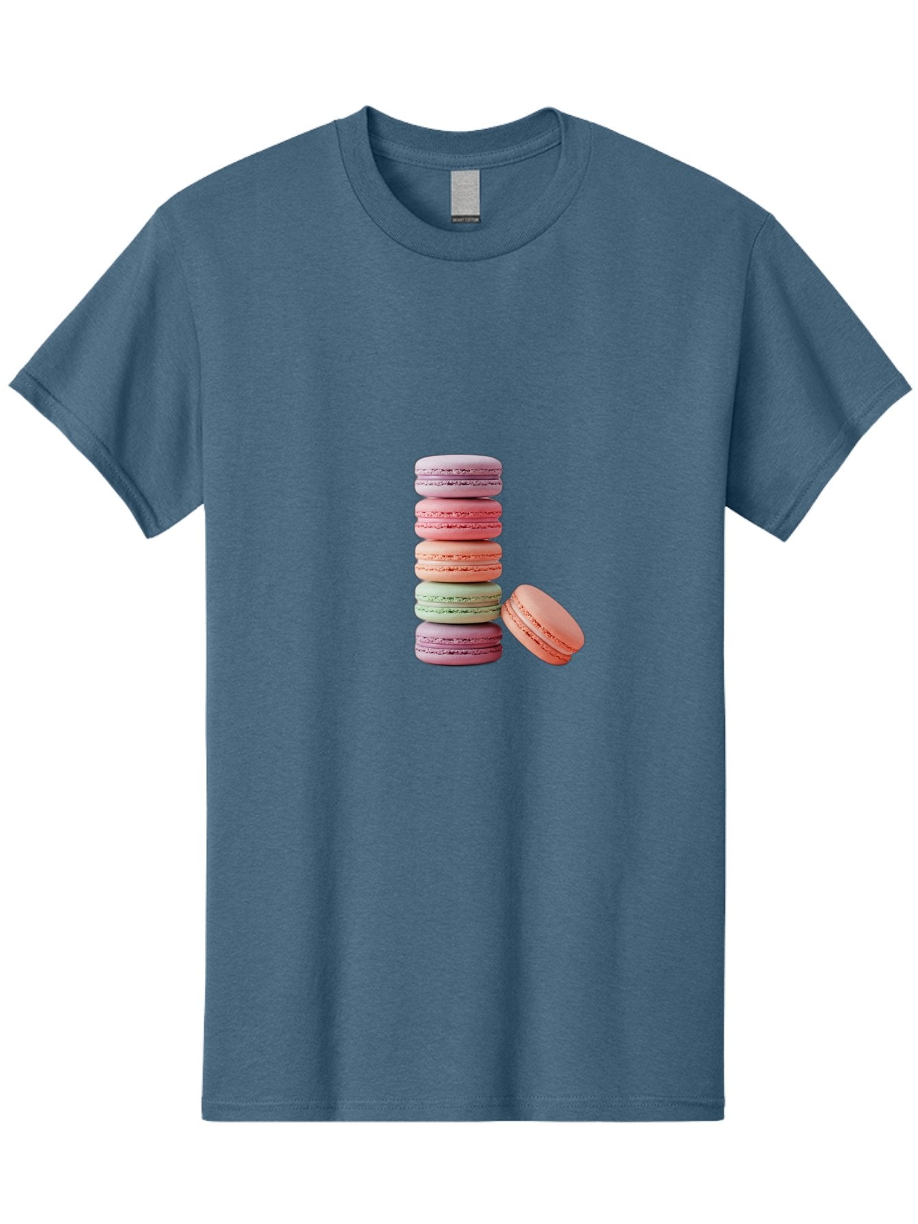 Macarons-Stack Men'S Graphic Tee, 100% Cotton, Comfortable Casual Summer Wear, Machine Washable, Colorful Macarons, Stacked Macarons, Pastel Colors, Sweet Treats, French Desserts, Delicate Cookies, Vibrant Hues, Layered Macarons Baa959