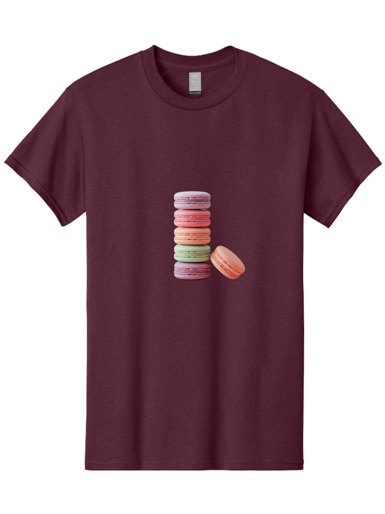 Macarons-Stack Men'S Graphic Tee, 100% Cotton, Comfortable Casual Summer Wear, Machine Washable, Colorful Macarons, Stacked Macarons, Pastel Colors, Sweet Treats, French Desserts, Delicate Cookies, Vibrant Hues, Layered Macarons Baa959 10
