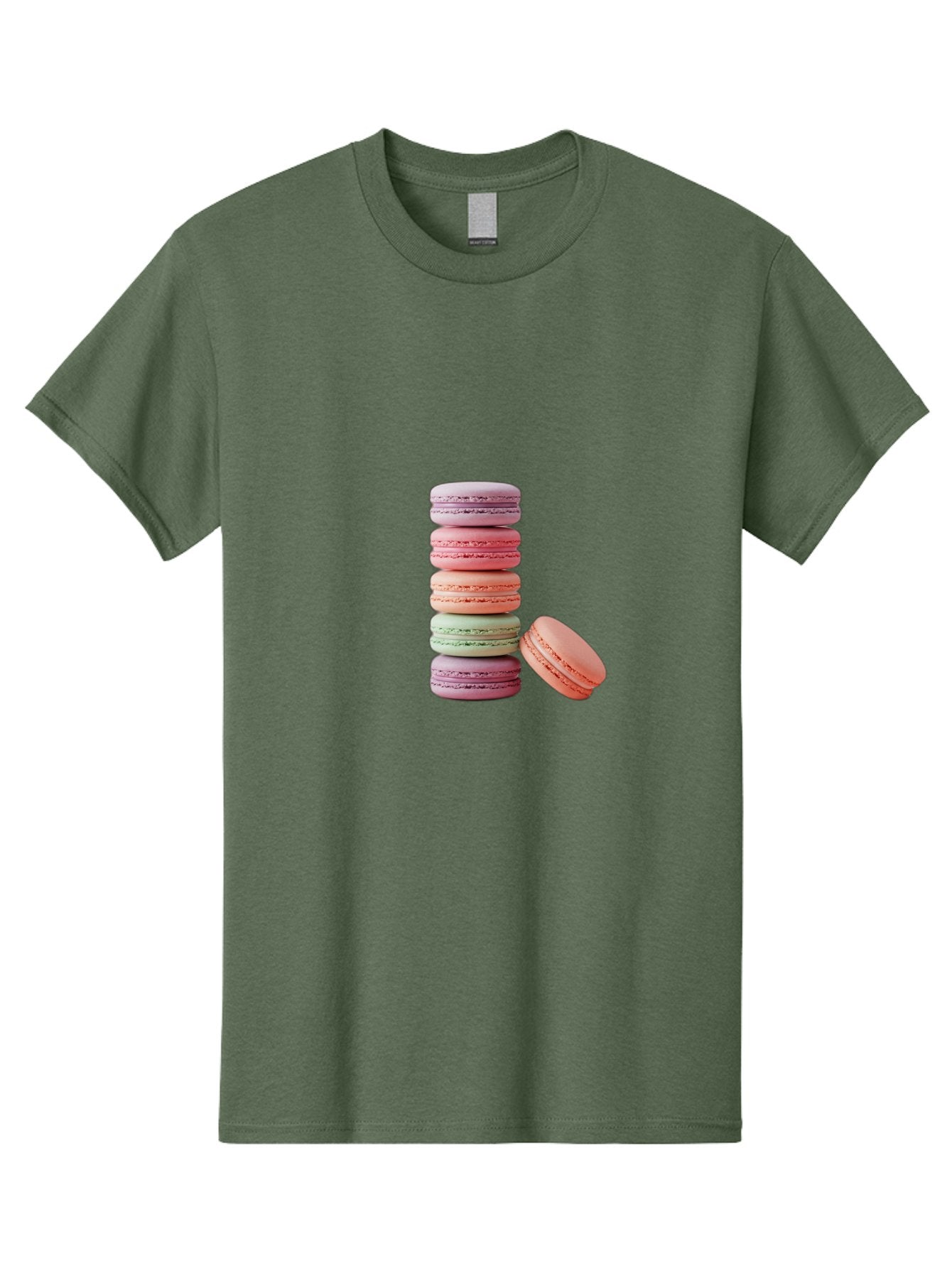 Macarons-Stack Men'S Graphic Tee, 100% Cotton, Comfortable Casual Summer Wear, Machine Washable, Colorful Macarons, Stacked Macarons, Pastel Colors, Sweet Treats, French Desserts, Delicate Cookies, Vibrant Hues, Layered Macarons Baa959 6