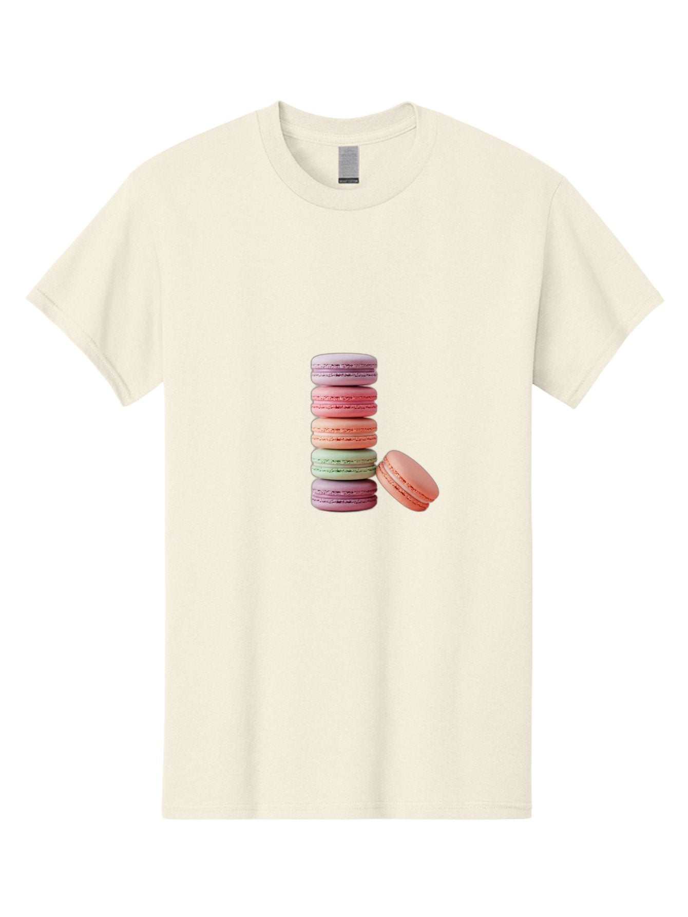 Macarons-Stack Men'S Graphic Tee, 100% Cotton, Comfortable Casual Summer Wear, Machine Washable, Colorful Macarons, Stacked Macarons, Pastel Colors, Sweet Treats, French Desserts, Delicate Cookies, Vibrant Hues, Layered Macarons Baa959 13