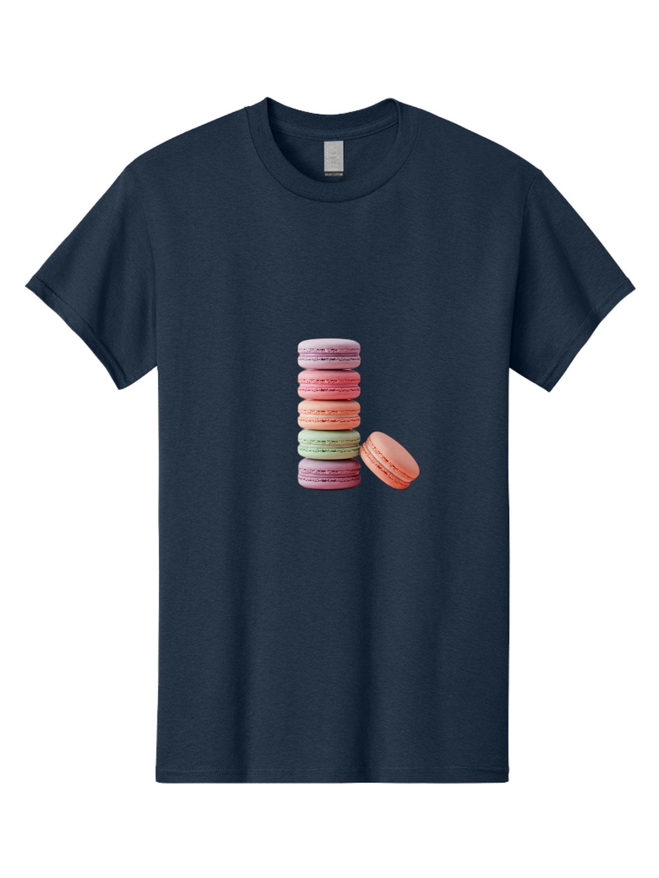 Macarons-Stack Men'S Graphic Tee, 100% Cotton, Comfortable Casual Summer Wear, Machine Washable, Colorful Macarons, Stacked Macarons, Pastel Colors, Sweet Treats, French Desserts, Delicate Cookies, Vibrant Hues, Layered Macarons Baa959 8