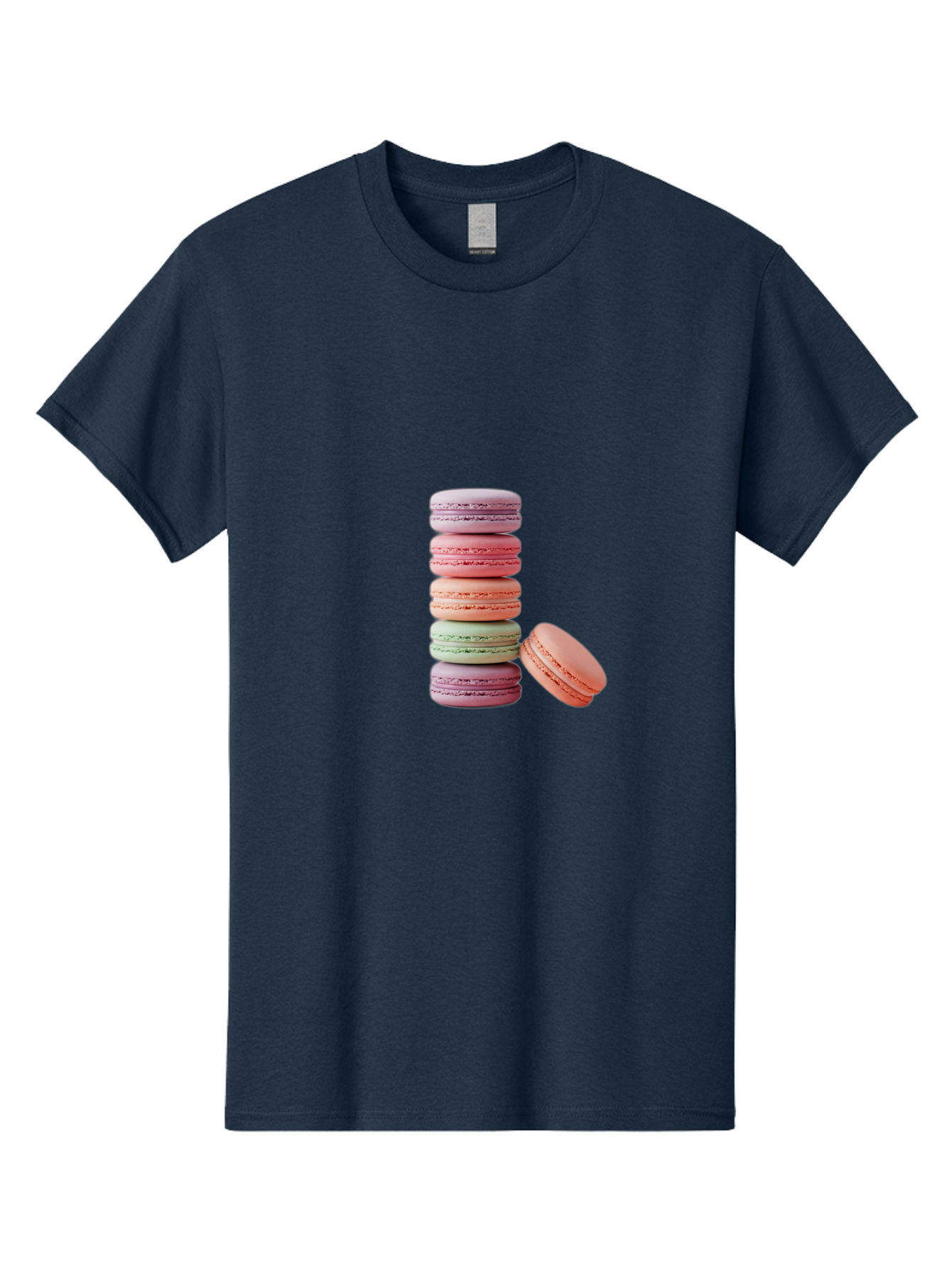 Macarons-Stack Men'S Graphic Tee, 100% Cotton, Comfortable Casual Summer Wear, Machine Washable, Colorful Macarons, Stacked Macarons, Pastel Colors, Sweet Treats, French Desserts, Delicate Cookies, Vibrant Hues, Layered Macarons Baa959 11