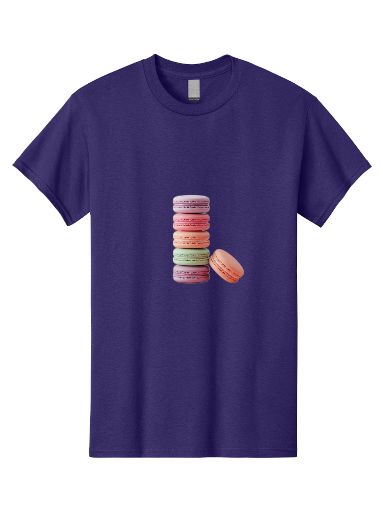 Macarons-Stack Men'S Graphic Tee, 100% Cotton, Comfortable Casual Summer Wear, Machine Washable, Colorful Macarons, Stacked Macarons, Pastel Colors, Sweet Treats, French Desserts, Delicate Cookies, Vibrant Hues, Layered Macarons Baa959 19