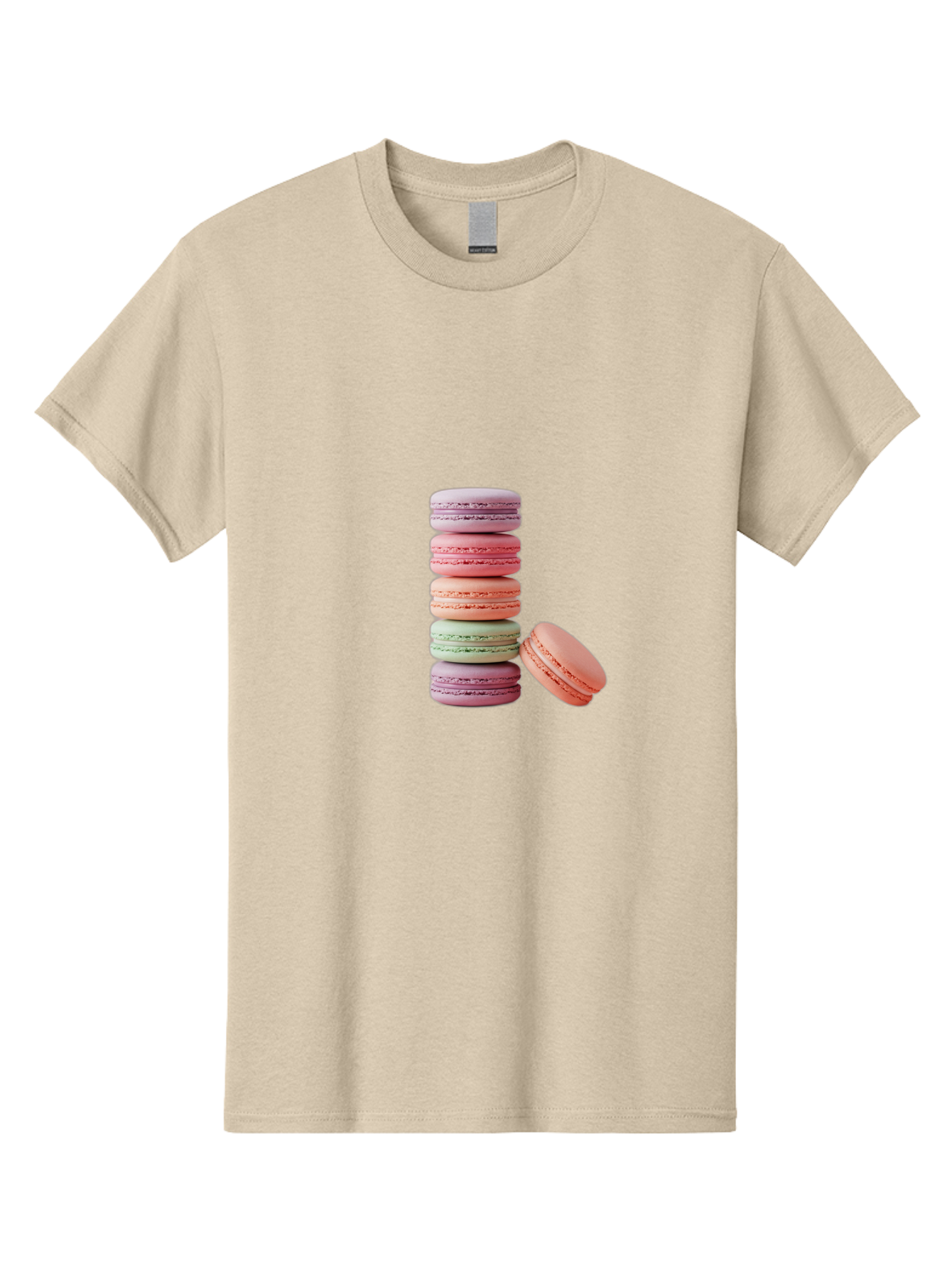 Macarons-Stack Men'S Graphic Tee, 100% Cotton, Comfortable Casual Summer Wear, Machine Washable, Colorful Macarons, Stacked Macarons, Pastel Colors, Sweet Treats, French Desserts, Delicate Cookies, Vibrant Hues, Layered Macarons Baa959 15
