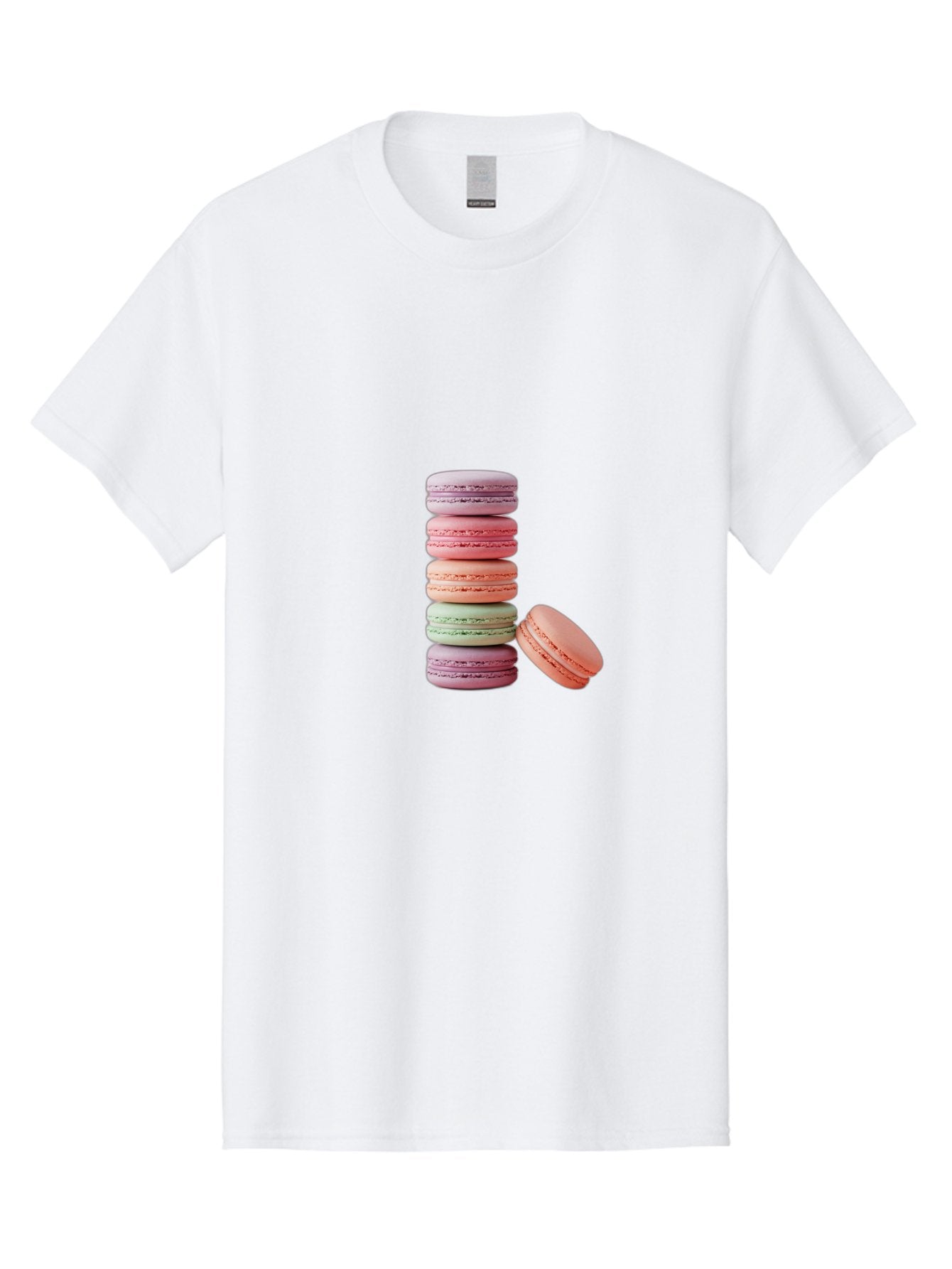 Macarons-Stack Men'S Graphic Tee, 100% Cotton, Comfortable Casual Summer Wear, Machine Washable, Colorful Macarons, Stacked Macarons, Pastel Colors, Sweet Treats, French Desserts, Delicate Cookies, Vibrant Hues, Layered Macarons Baa959 15