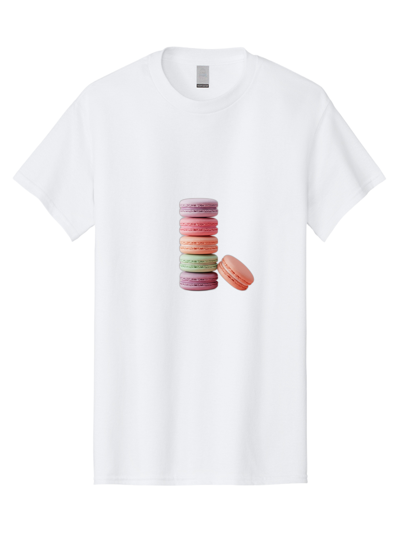 Macarons-Stack Men'S Graphic Tee, 100% Cotton, Comfortable Casual Summer Wear, Machine Washable, Colorful Macarons, Stacked Macarons, Pastel Colors, Sweet Treats, French Desserts, Delicate Cookies, Vibrant Hues, Layered Macarons Baa959