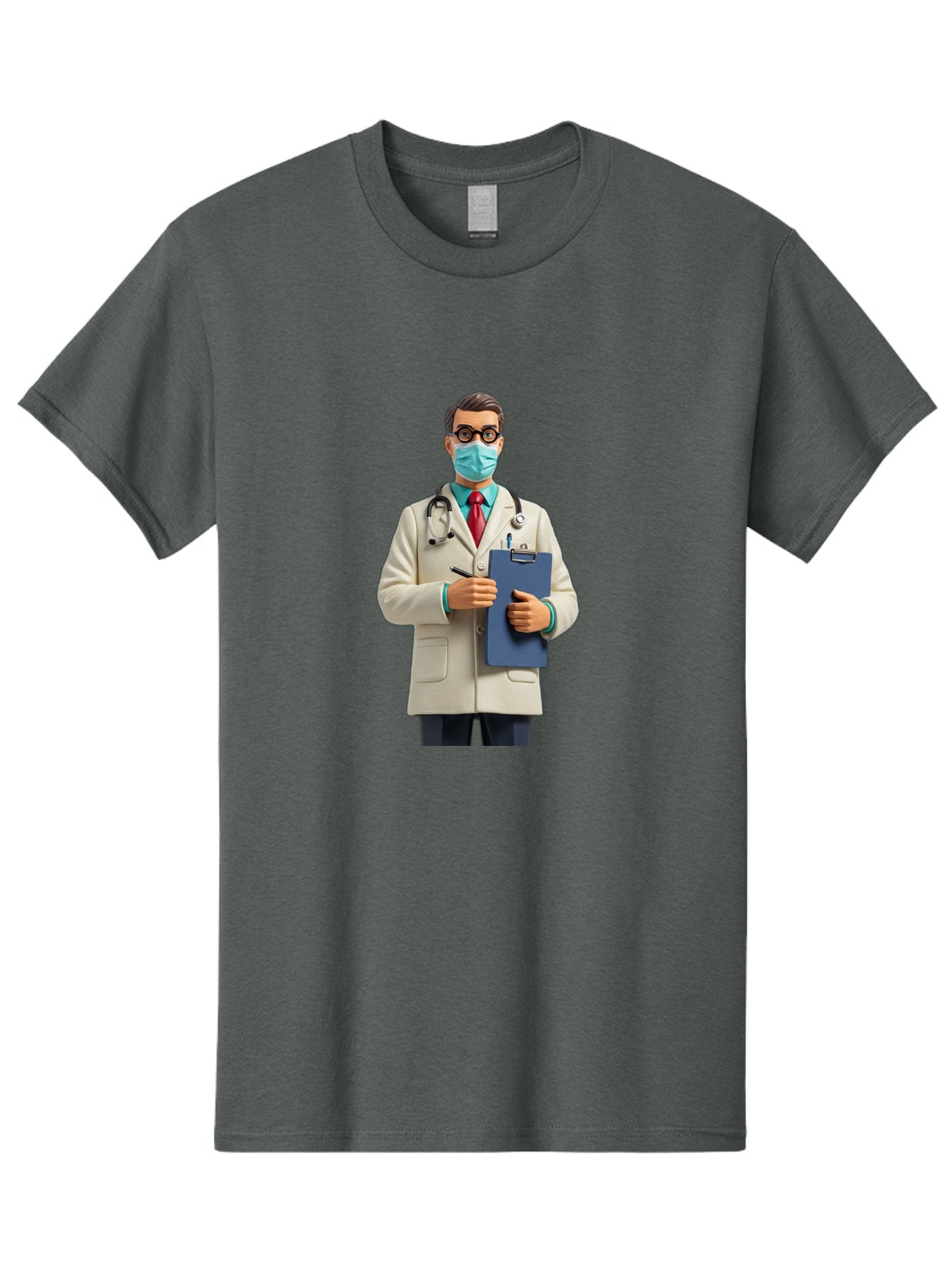 Male-Doctor-1 Men'S Graphic Tee, 100% Cotton, Comfortable Casual Summer Wear, Machine Washable, Doctor With Clipboard, Medical Professional, Healthcare Worker, Stethoscope Around Neck, Wearing Face Mask, Writing On Clipboard, Medical Attire Baa964 13