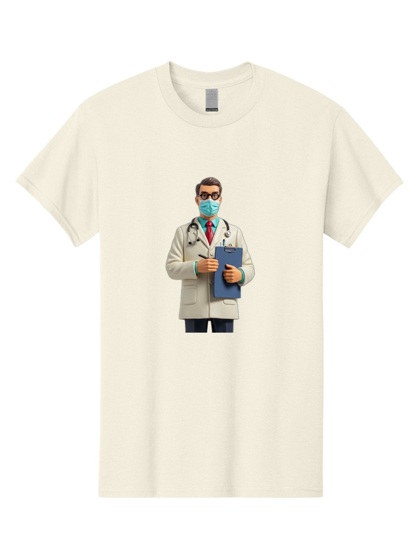 Male-Doctor-1 Men'S Graphic Tee, 100% Cotton, Comfortable Casual Summer Wear, Machine Washable, Doctor With Clipboard, Medical Professional, Healthcare Worker, Stethoscope Around Neck, Wearing Face Mask, Writing On Clipboard, Medical Attire Baa964 9
