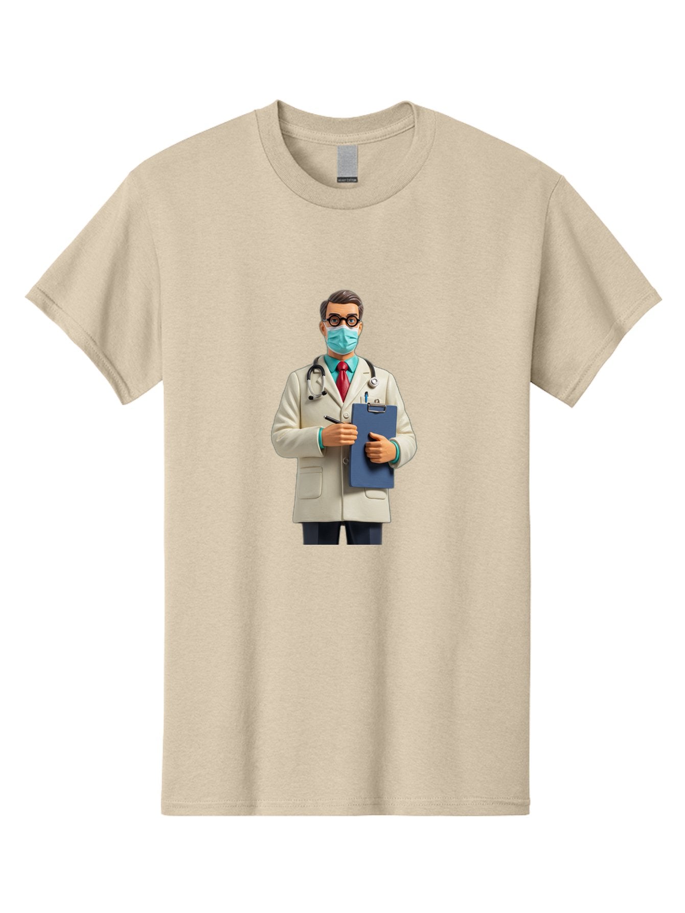 Male-Doctor-1 Men'S Graphic Tee, 100% Cotton, Comfortable Casual Summer Wear, Machine Washable, Doctor With Clipboard, Medical Professional, Healthcare Worker, Stethoscope Around Neck, Wearing Face Mask, Writing On Clipboard, Medical Attire Baa964 11