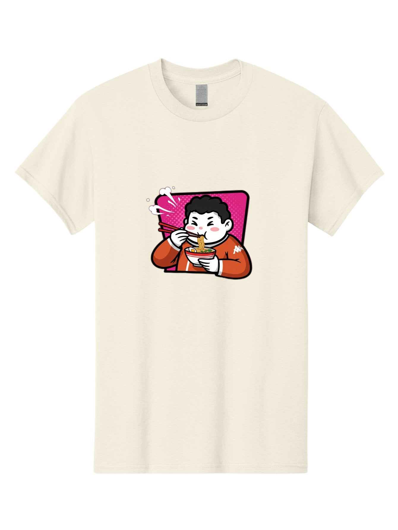 Man-Eating-Ramen Men'S Graphic Tee, 100% Cotton, Comfortable Casual Summer Wear, Machine Washable, Cartoon Boy Eating Ramen, Steaming Hot Noodles, Chopsticks In Action, Kawaii Character, Anime Style, Foodie Culture, Asian Cuisine, Baa966 4