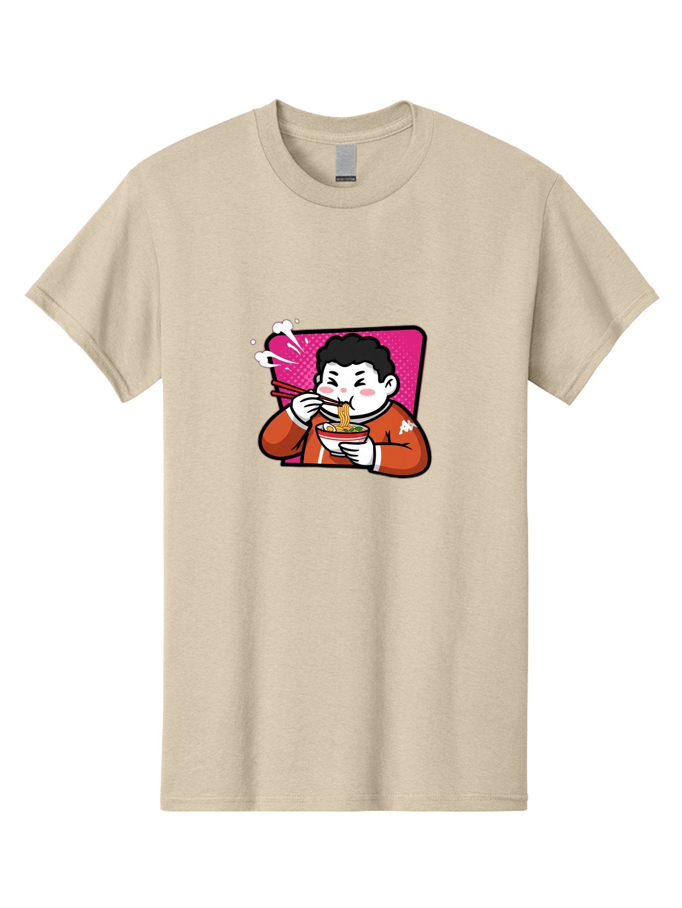 Man-Eating-Ramen Men'S Graphic Tee, 100% Cotton, Comfortable Casual Summer Wear, Machine Washable, Cartoon Boy Eating Ramen, Steaming Hot Noodles, Chopsticks In Action, Kawaii Character, Anime Style, Foodie Culture, Asian Cuisine, Baa966 12