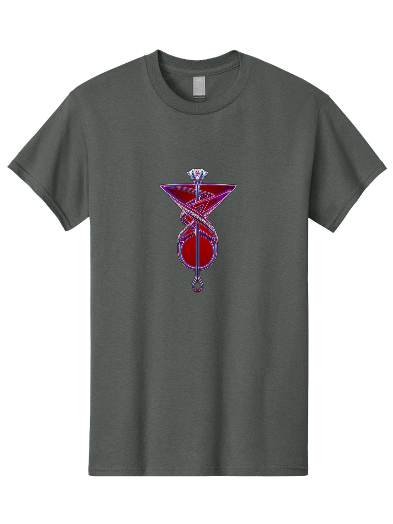 Martini-Glass-With-Snake Men'S Graphic Tee, 100% Cotton, Comfortable Casual Summer Wear, Machine Washable, Martini Glass, Cocktail, Diamond Ring, Luxury, Purple Accents, Red Liquid, Swirling Design, Glamorous, Sophisticated, Celebratory Drink Baa969 8