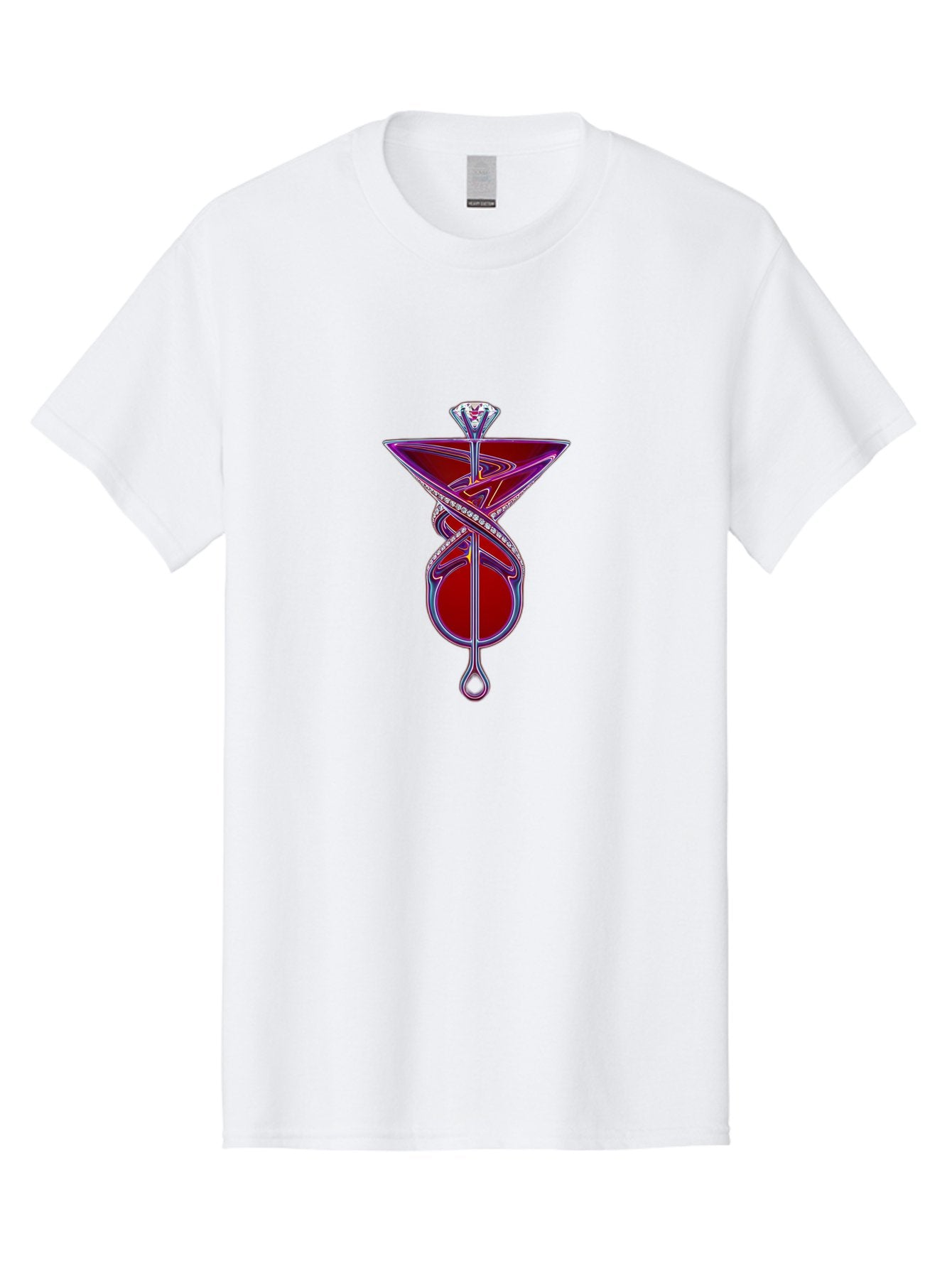 Martini-Glass-With-Snake Men'S Graphic Tee, 100% Cotton, Comfortable Casual Summer Wear, Machine Washable, Martini Glass, Cocktail, Diamond Ring, Luxury, Purple Accents, Red Liquid, Swirling Design, Glamorous, Sophisticated, Celebratory Drink Baa969 14