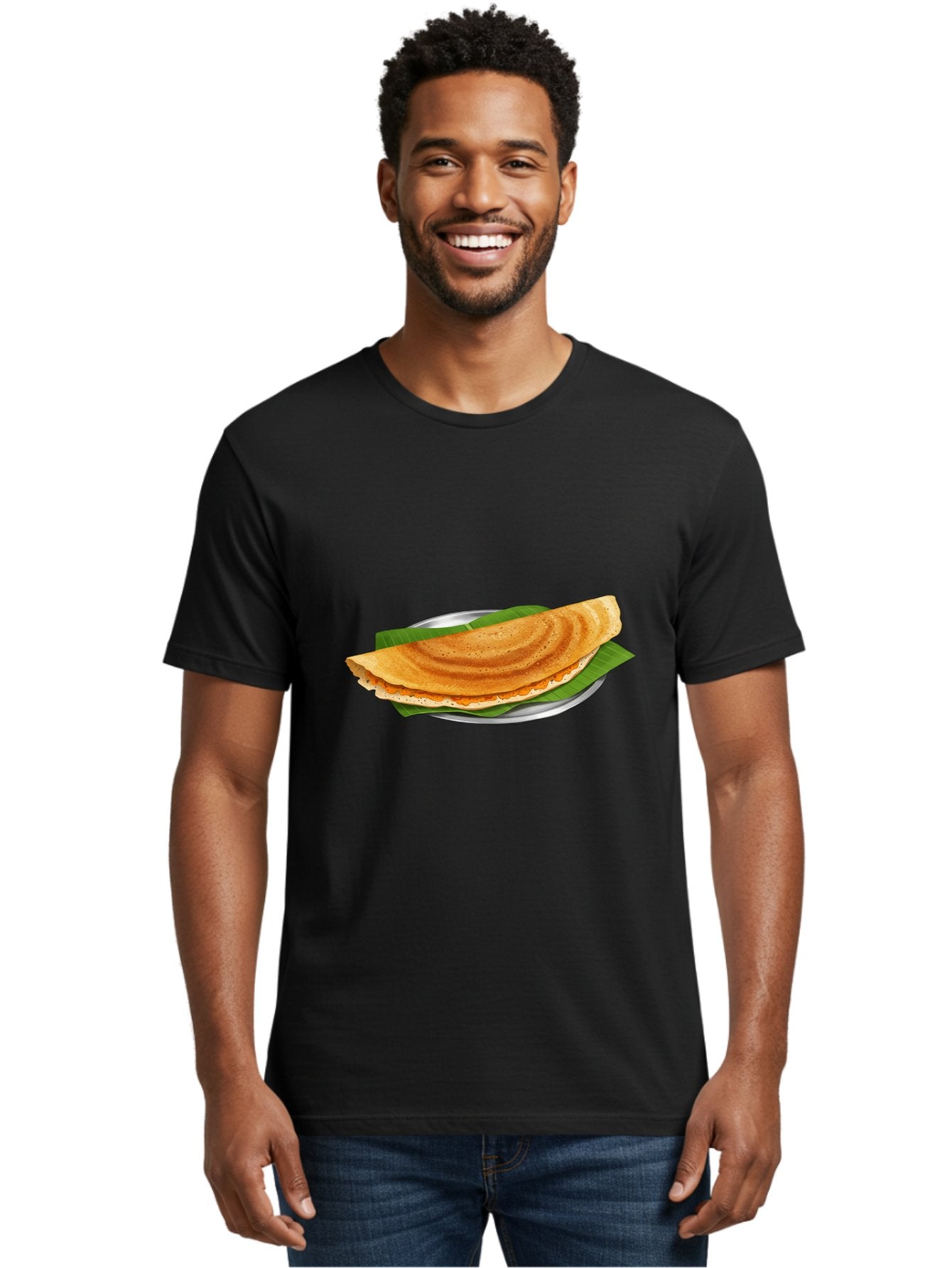 Masala-Dosa-1 Men'S Graphic Tee, 100% Cotton, Comfortable Casual Summer Wear, Machine Washable, South Indian Cuisine, Masala Dosa, Traditional Food, Fermented Crepe, Spicy Filling, Crispy Texture, Banana Leaf, Stainless Steel Plate, Baa970 18