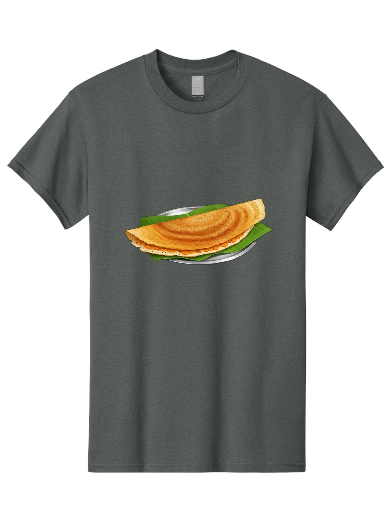 Masala-Dosa-1 Men'S Graphic Tee, 100% Cotton, Comfortable Casual Summer Wear, Machine Washable, South Indian Cuisine, Masala Dosa, Traditional Food, Fermented Crepe, Spicy Filling, Crispy Texture, Banana Leaf, Stainless Steel Plate, Baa970