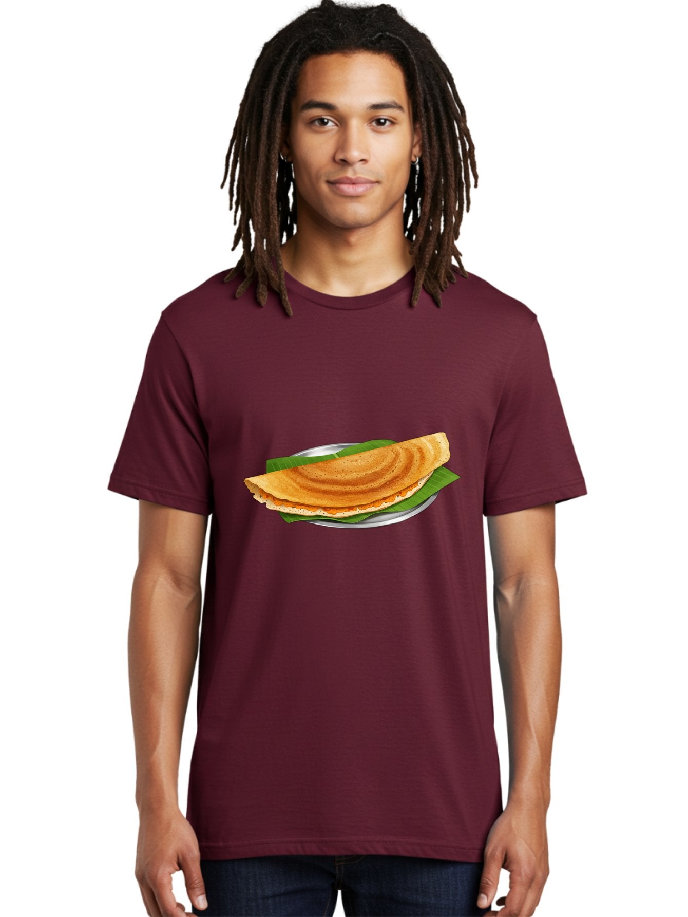 Masala-Dosa-1 Men'S Graphic Tee, 100% Cotton, Comfortable Casual Summer Wear, Machine Washable, South Indian Cuisine, Masala Dosa, Traditional Food, Fermented Crepe, Spicy Filling, Crispy Texture, Banana Leaf, Stainless Steel Plate, Baa970 26