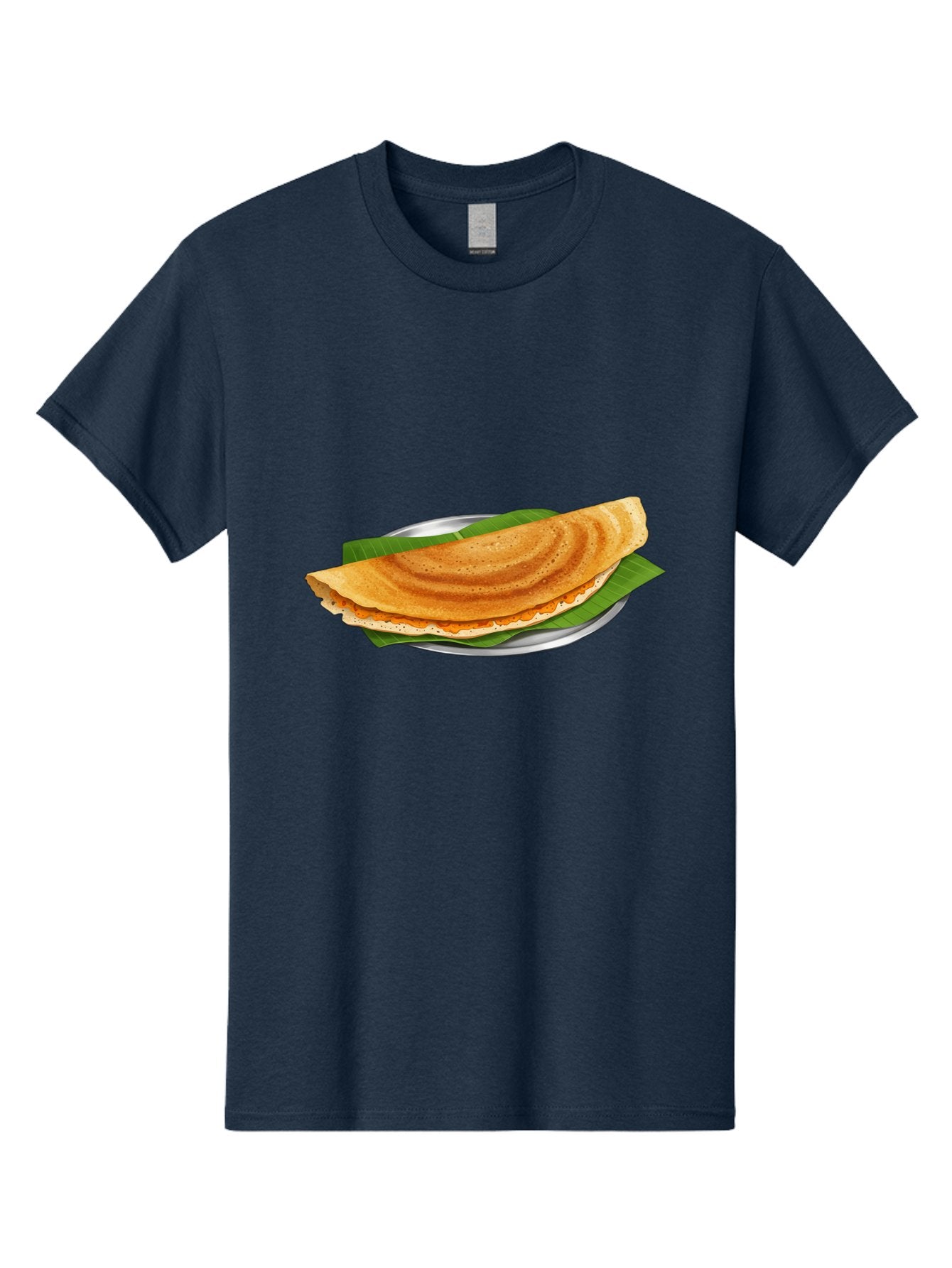 Masala-Dosa-1 Men'S Graphic Tee, 100% Cotton, Comfortable Casual Summer Wear, Machine Washable, South Indian Cuisine, Masala Dosa, Traditional Food, Fermented Crepe, Spicy Filling, Crispy Texture, Banana Leaf, Stainless Steel Plate, Baa970