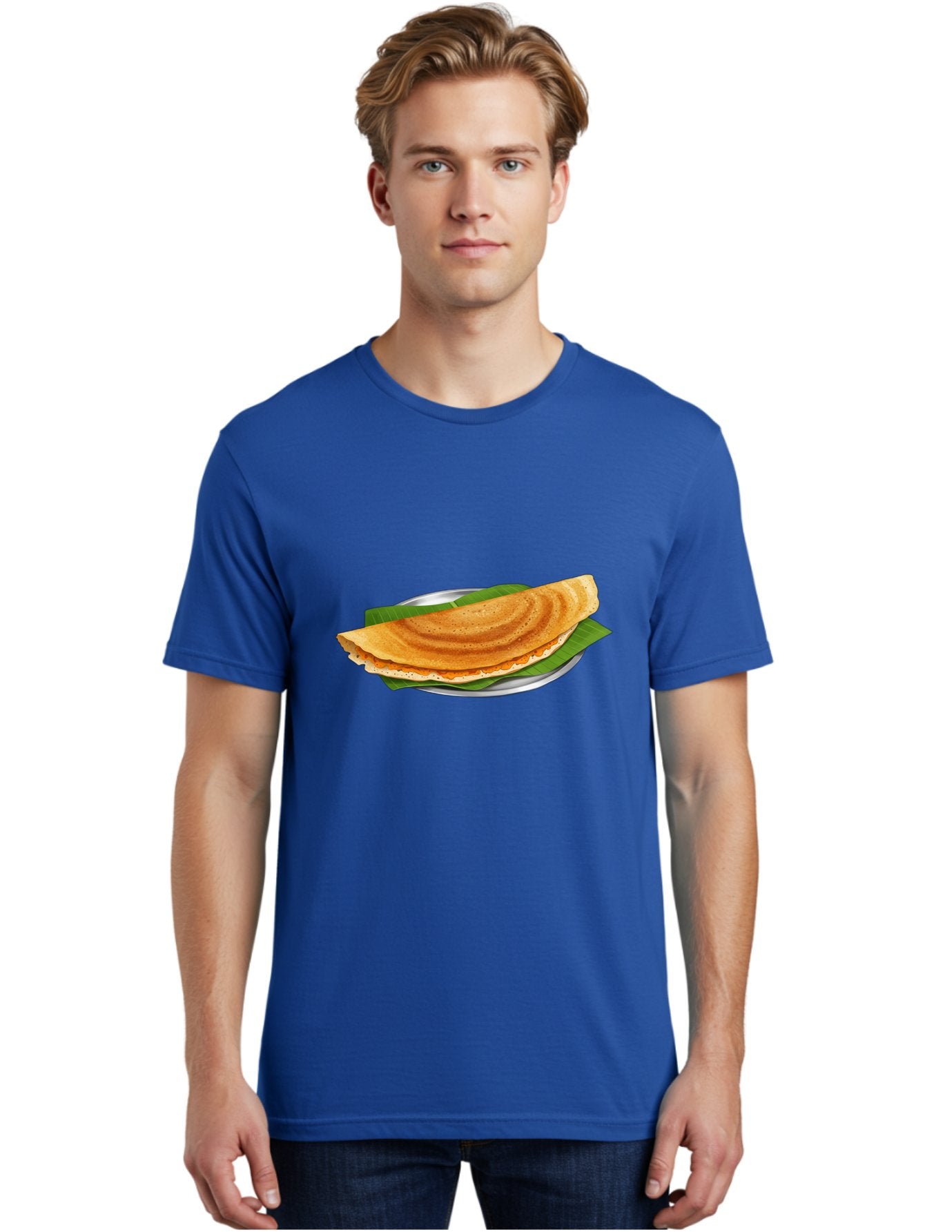 Masala-Dosa-1 Men'S Graphic Tee, 100% Cotton, Comfortable Casual Summer Wear, Machine Washable, South Indian Cuisine, Masala Dosa, Traditional Food, Fermented Crepe, Spicy Filling, Crispy Texture, Banana Leaf, Stainless Steel Plate, Baa970 24