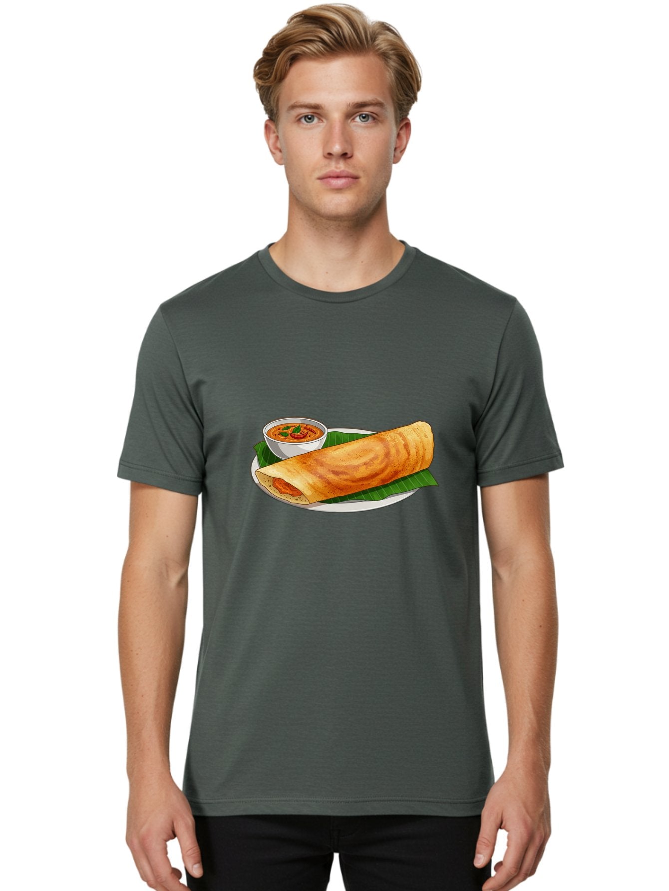 Masala-Dosa-11 Men'S Graphic Tee, 100% Cotton, Comfortable Casual Summer Wear, Machine Washable, South Indian Cuisine, Traditional Breakfast, Masala Dosa, Dosa With Chutney, Savory Crepe, Indian Street Food, Delicious Meal, Flavorful Spices, Baa972 29