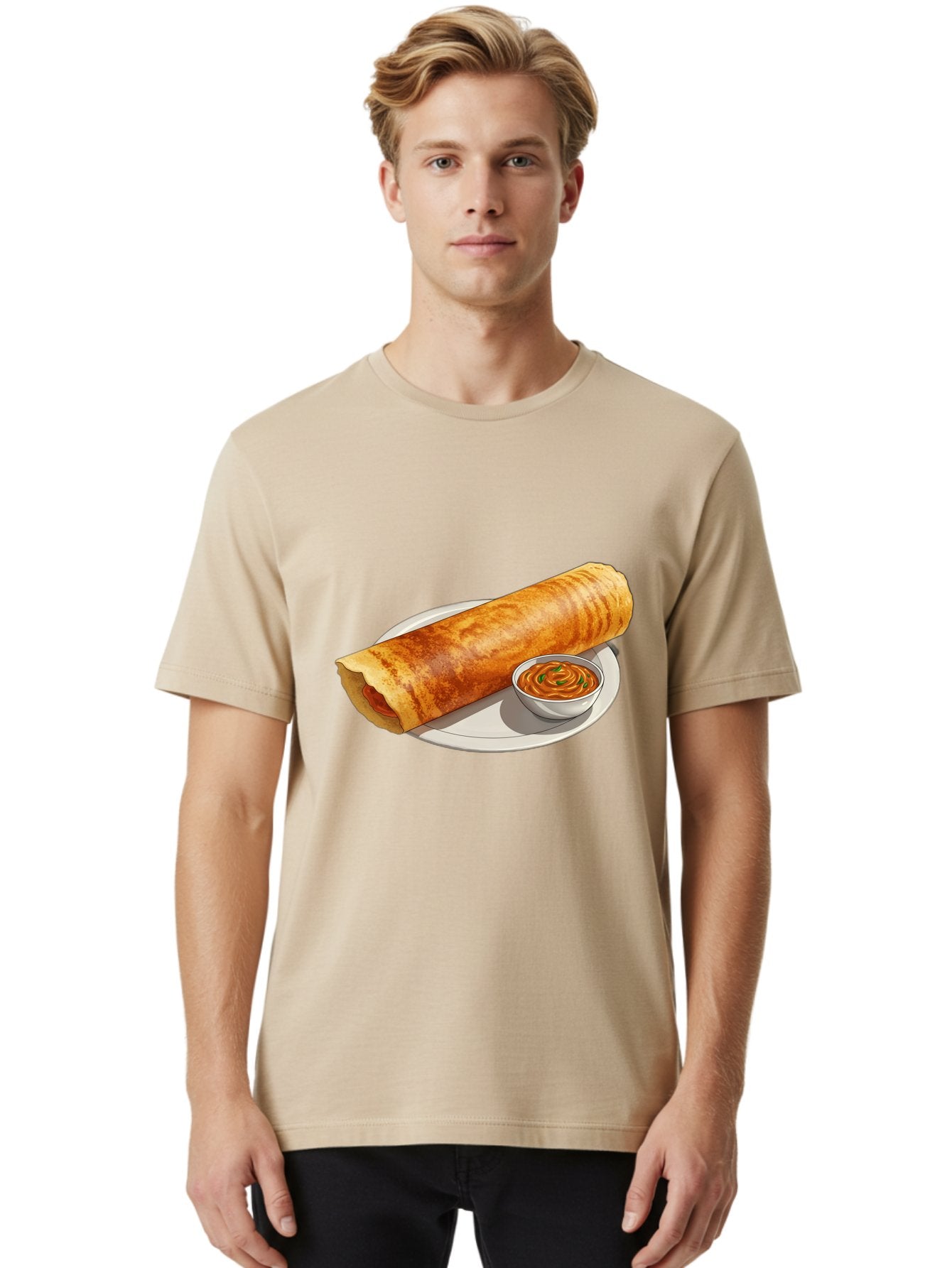 Masala-Dosa-12 Men'S Graphic Tee, 100% Cotton, Comfortable Casual Summer Wear, Machine Washable, South Indian Cuisine, Masala Dosa, Crepe, Fermented Rice, Savory Dish, Chutney, Spicy Food, Traditional Recipe Baa973 30