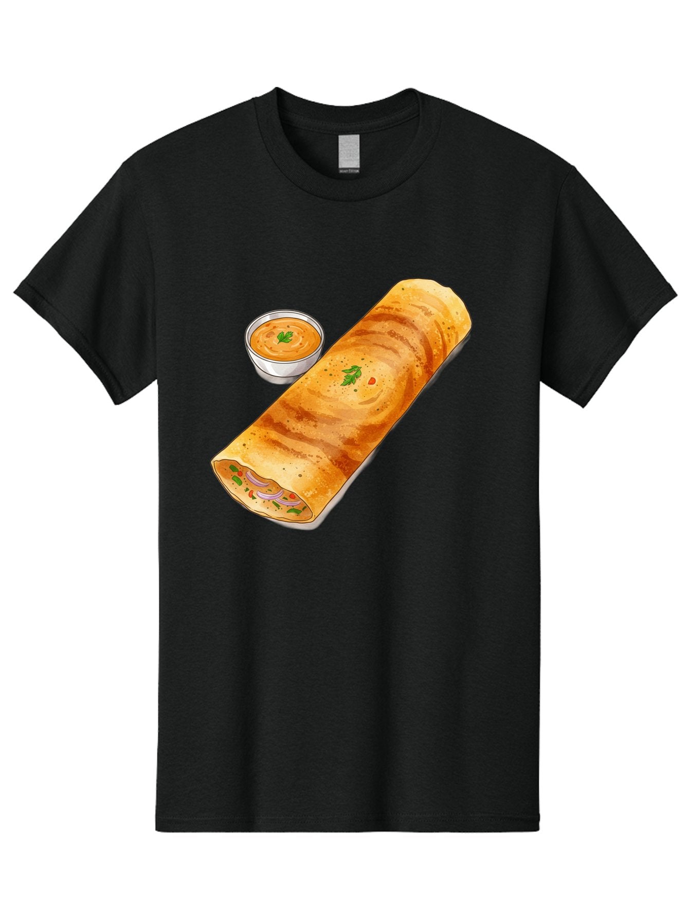 Masala-Dosa-13 Men'S Graphic Tee, 100% Cotton, Comfortable Casual Summer Wear, Machine Washable, Masala Dosa, South Indian Cuisine, Crepe, Rolled Dosa, Spicy Filling, Potato And Onion, Chutney, Indian Food, Traditional Dish, Flavorful, Baa974 4