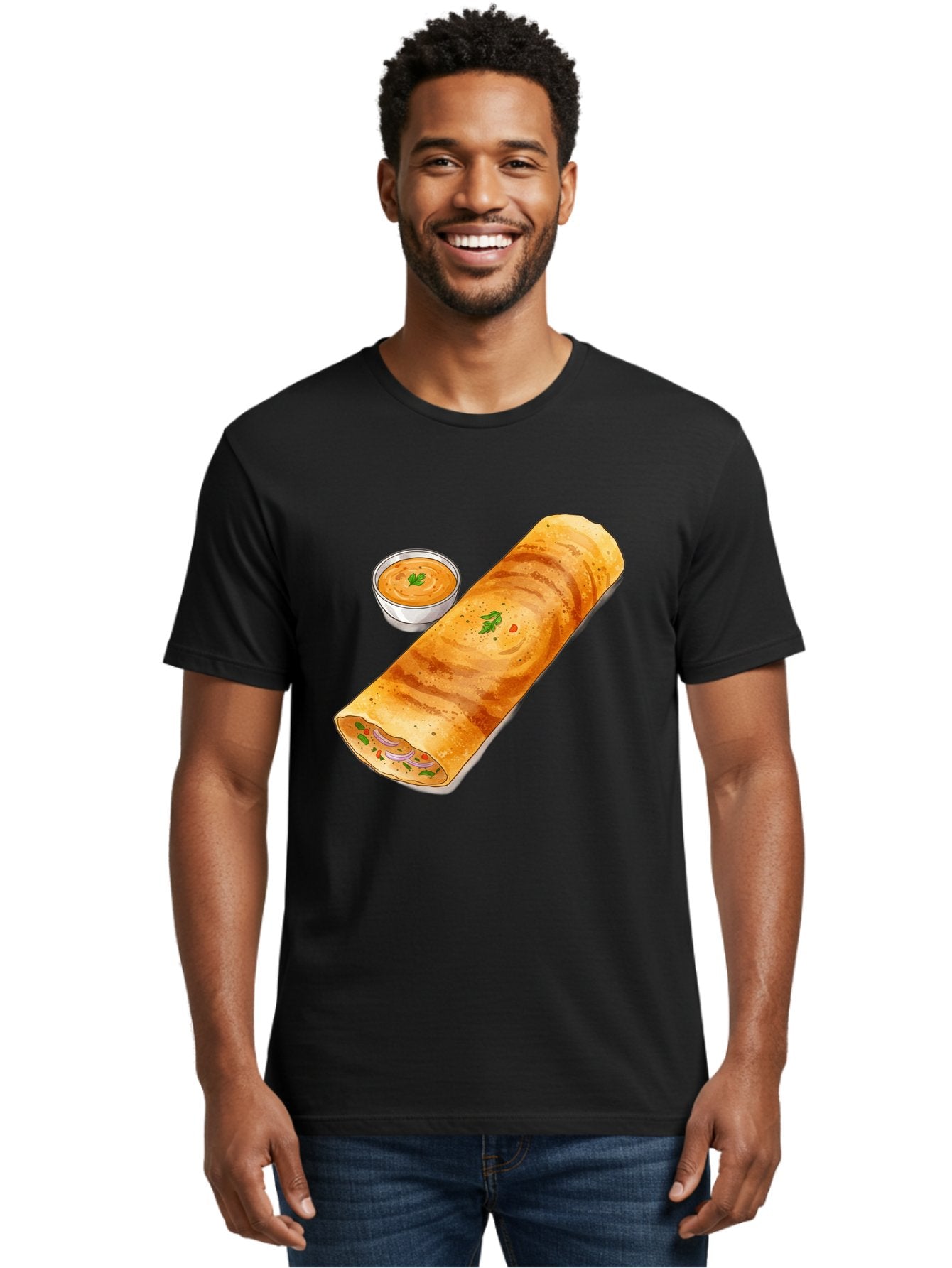 Masala-Dosa-13 Men'S Graphic Tee, 100% Cotton, Comfortable Casual Summer Wear, Machine Washable, Masala Dosa, South Indian Cuisine, Crepe, Rolled Dosa, Spicy Filling, Potato And Onion, Chutney, Indian Food, Traditional Dish, Flavorful, Baa974 18
