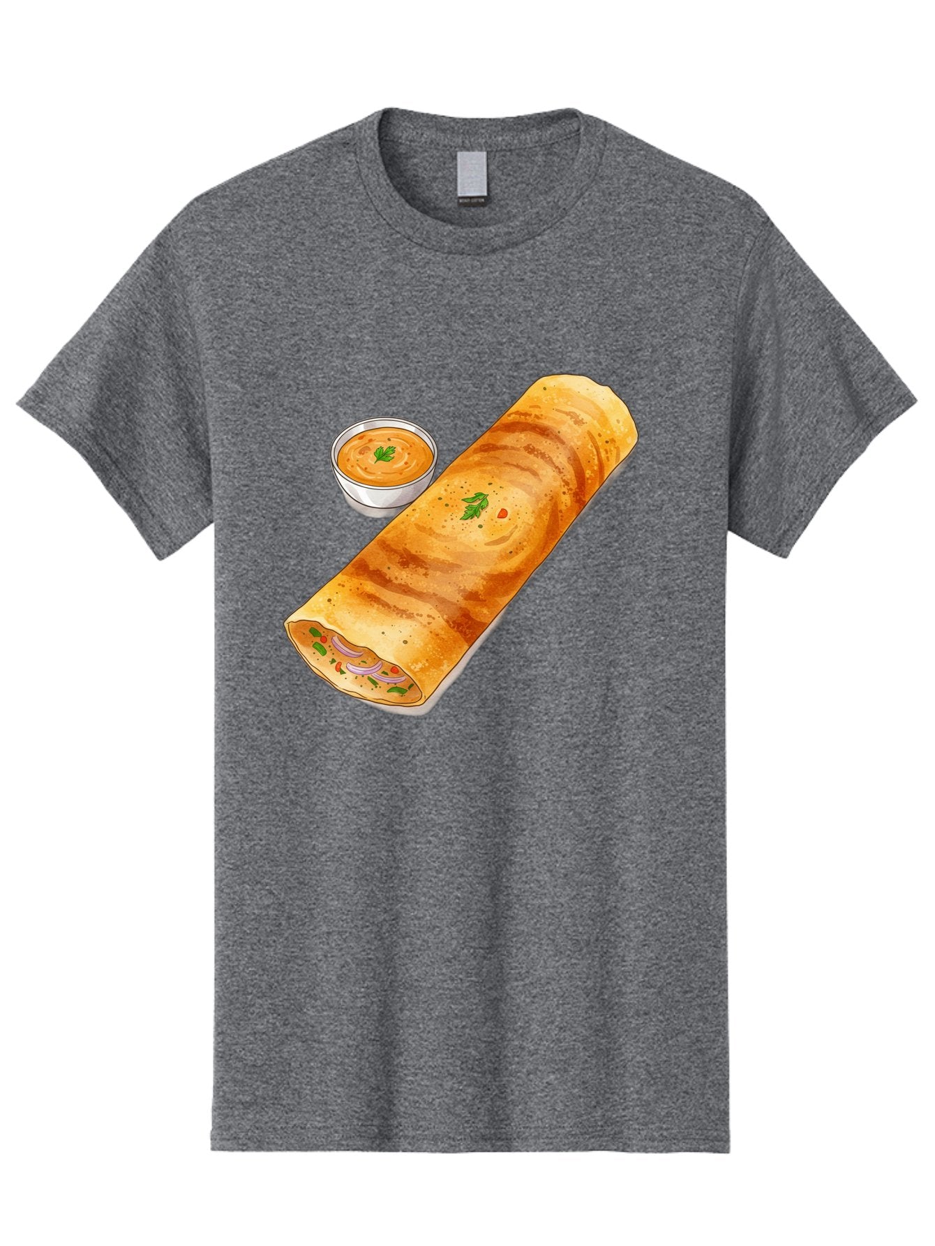 Masala-Dosa-13 Men'S Graphic Tee, 100% Cotton, Comfortable Casual Summer Wear, Machine Washable, Masala Dosa, South Indian Cuisine, Crepe, Rolled Dosa, Spicy Filling, Potato And Onion, Chutney, Indian Food, Traditional Dish, Flavorful, Baa974 5