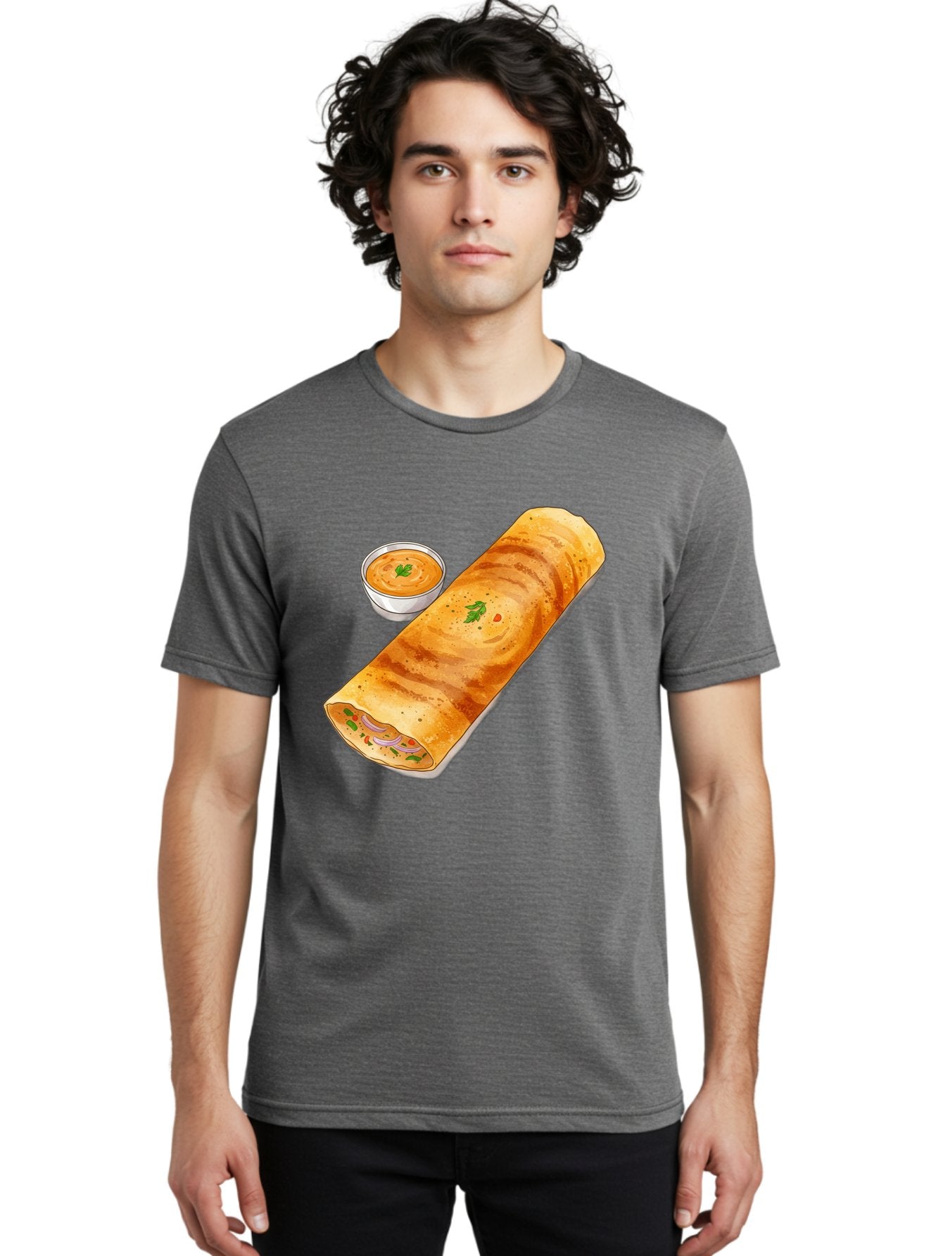 Masala-Dosa-13 Men'S Graphic Tee, 100% Cotton, Comfortable Casual Summer Wear, Machine Washable, Masala Dosa, South Indian Cuisine, Crepe, Rolled Dosa, Spicy Filling, Potato And Onion, Chutney, Indian Food, Traditional Dish, Flavorful, Baa974 23