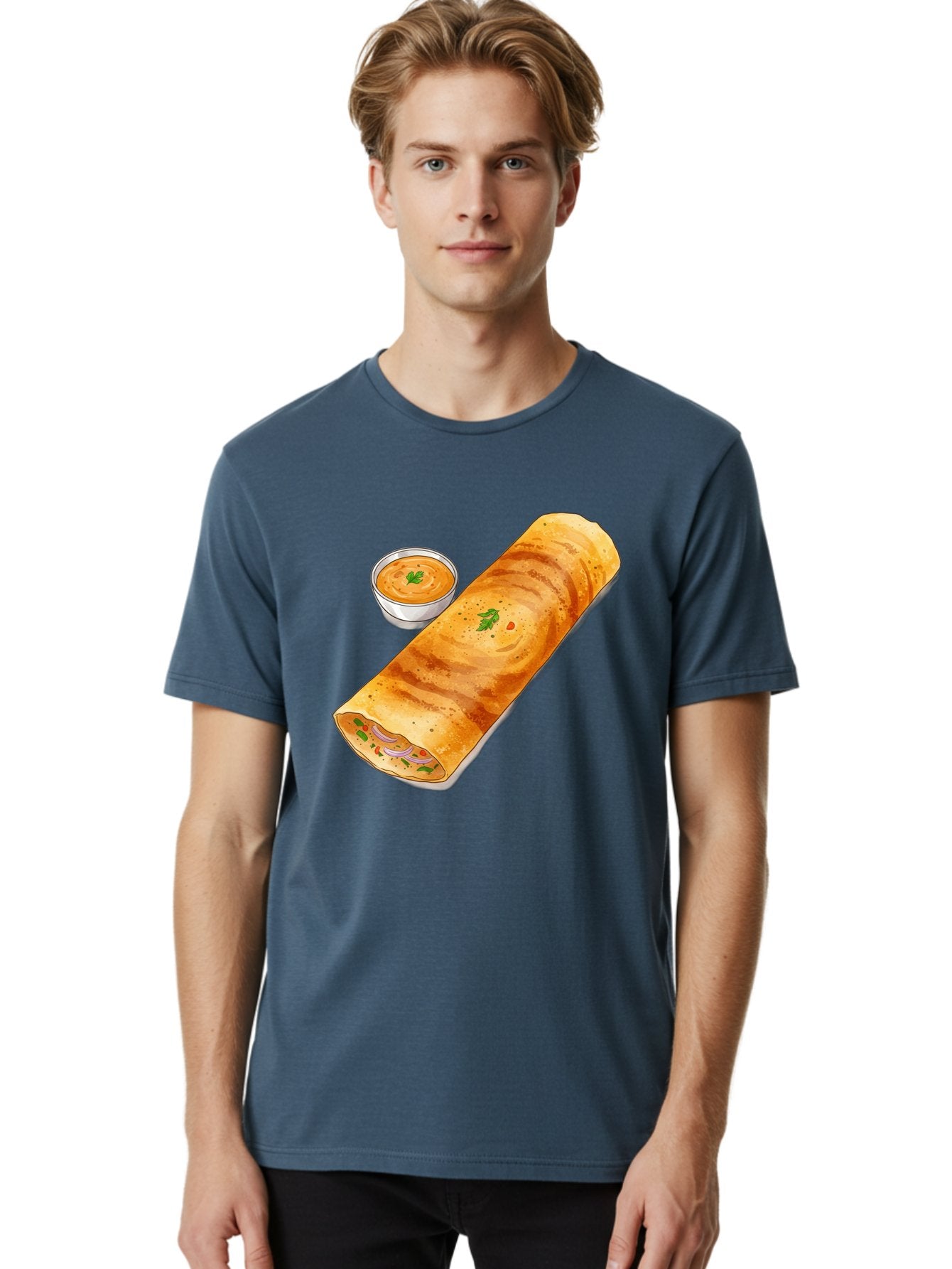 Masala-Dosa-13 Men'S Graphic Tee, 100% Cotton, Comfortable Casual Summer Wear, Machine Washable, Masala Dosa, South Indian Cuisine, Crepe, Rolled Dosa, Spicy Filling, Potato And Onion, Chutney, Indian Food, Traditional Dish, Flavorful, Baa974 17