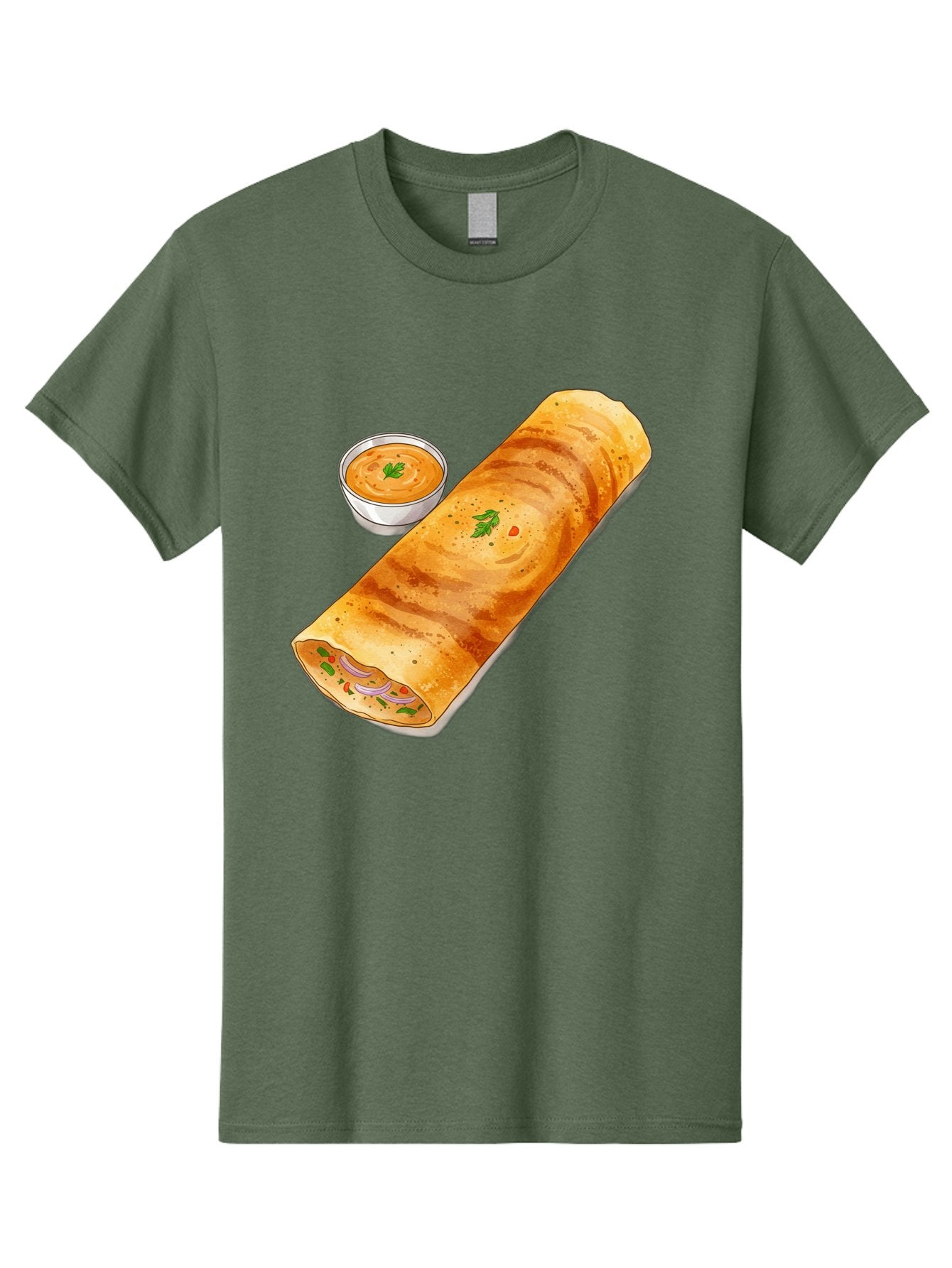 Masala-Dosa-13 Men'S Graphic Tee, 100% Cotton, Comfortable Casual Summer Wear, Machine Washable, Masala Dosa, South Indian Cuisine, Crepe, Rolled Dosa, Spicy Filling, Potato And Onion, Chutney, Indian Food, Traditional Dish, Flavorful, Baa974
