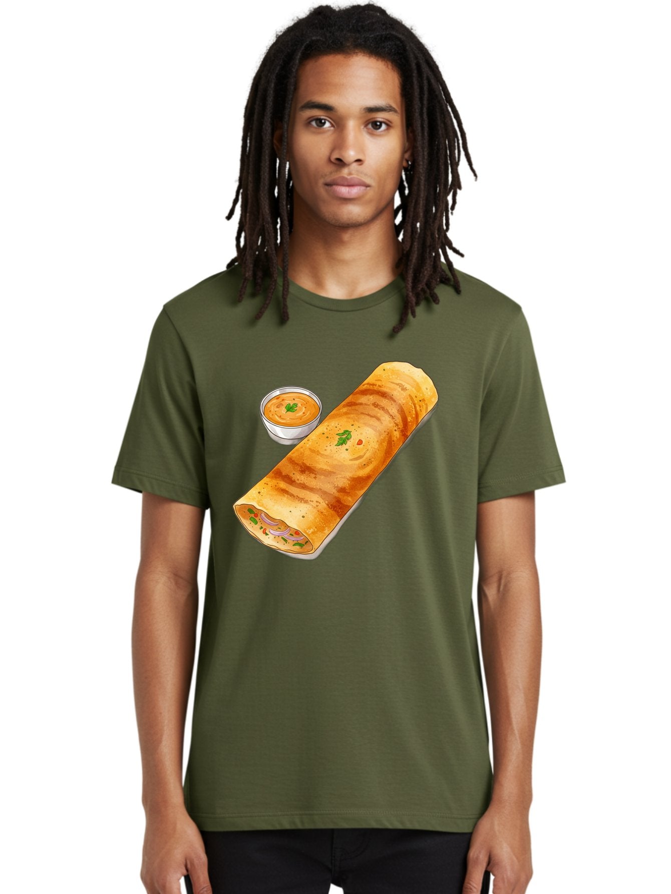 Masala-Dosa-13 Men'S Graphic Tee, 100% Cotton, Comfortable Casual Summer Wear, Machine Washable, Masala Dosa, South Indian Cuisine, Crepe, Rolled Dosa, Spicy Filling, Potato And Onion, Chutney, Indian Food, Traditional Dish, Flavorful, Baa974 19