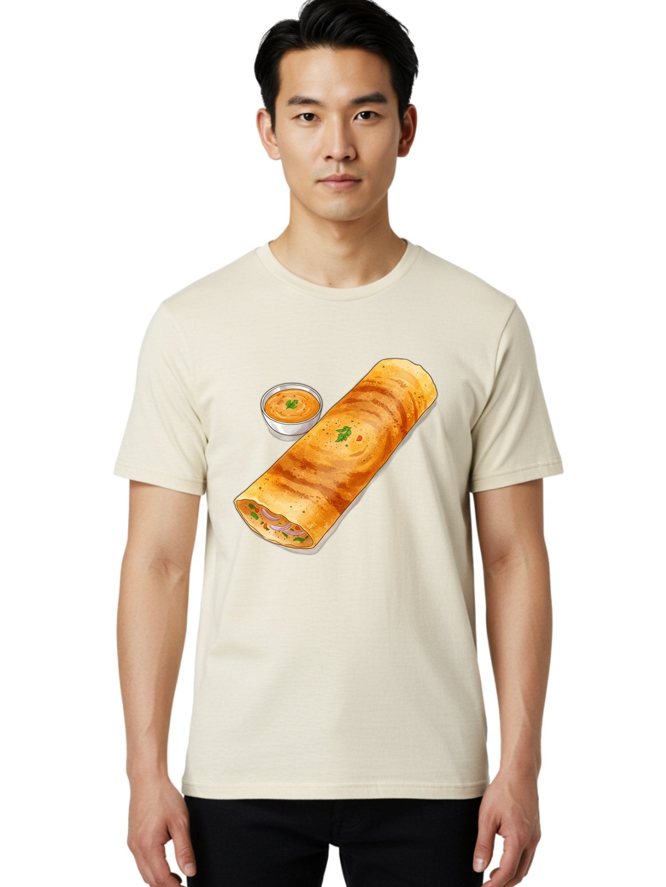 Masala-Dosa-13 Men'S Graphic Tee, 100% Cotton, Comfortable Casual Summer Wear, Machine Washable, Masala Dosa, South Indian Cuisine, Crepe, Rolled Dosa, Spicy Filling, Potato And Onion, Chutney, Indian Food, Traditional Dish, Flavorful, Baa974 22