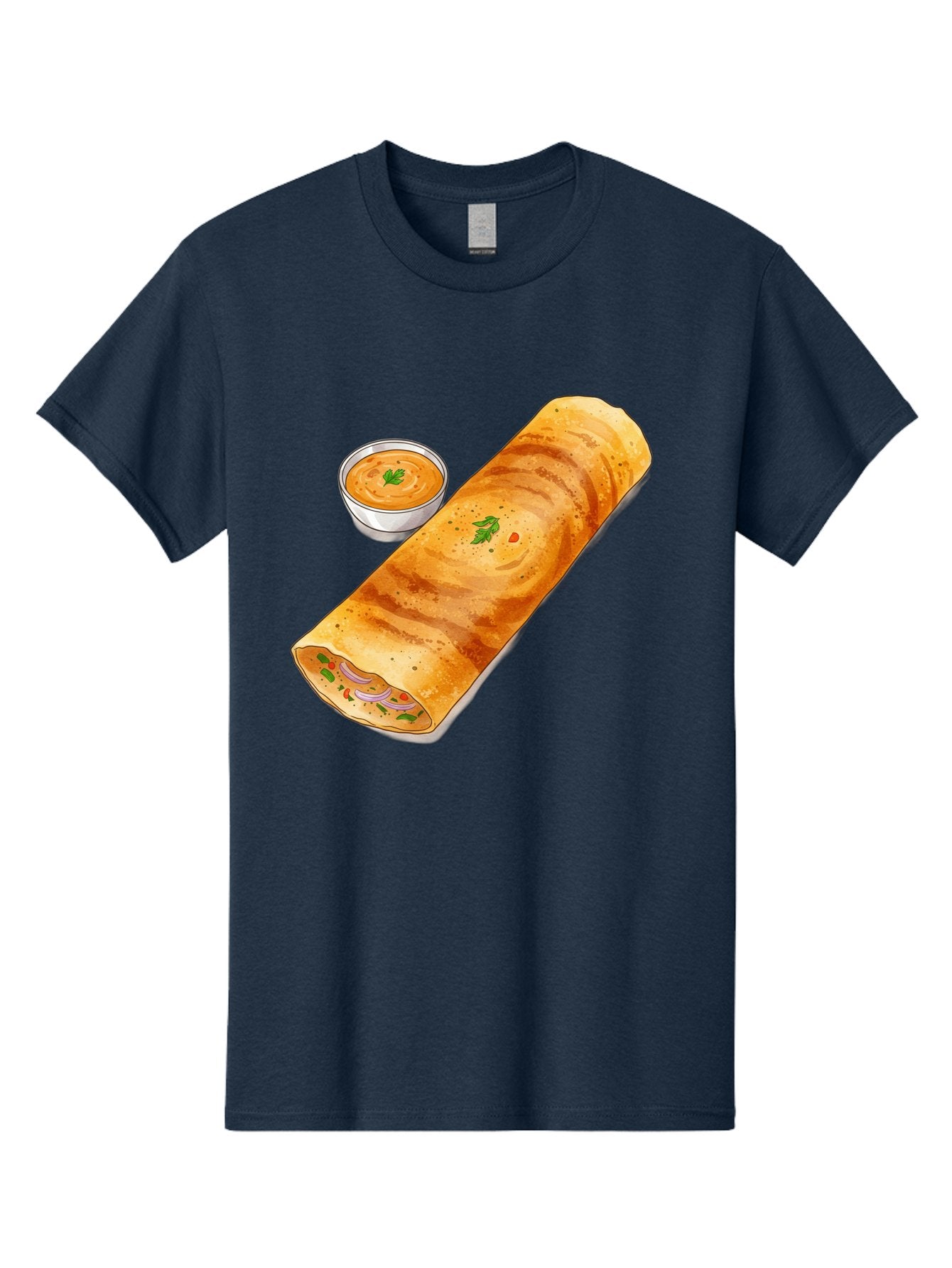 Masala-Dosa-13 Men'S Graphic Tee, 100% Cotton, Comfortable Casual Summer Wear, Machine Washable, Masala Dosa, South Indian Cuisine, Crepe, Rolled Dosa, Spicy Filling, Potato And Onion, Chutney, Indian Food, Traditional Dish, Flavorful, Baa974 14