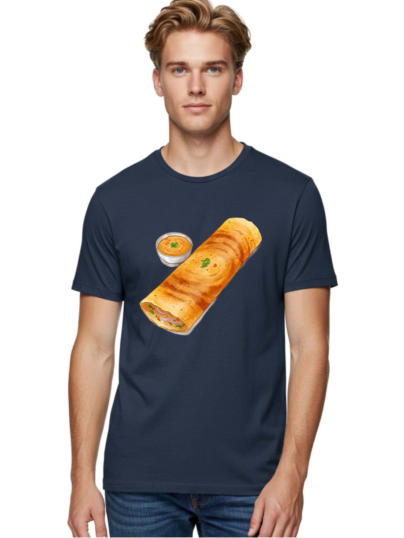 Masala-Dosa-13 Men'S Graphic Tee, 100% Cotton, Comfortable Casual Summer Wear, Machine Washable, Masala Dosa, South Indian Cuisine, Crepe, Rolled Dosa, Spicy Filling, Potato And Onion, Chutney, Indian Food, Traditional Dish, Flavorful, Baa974 29