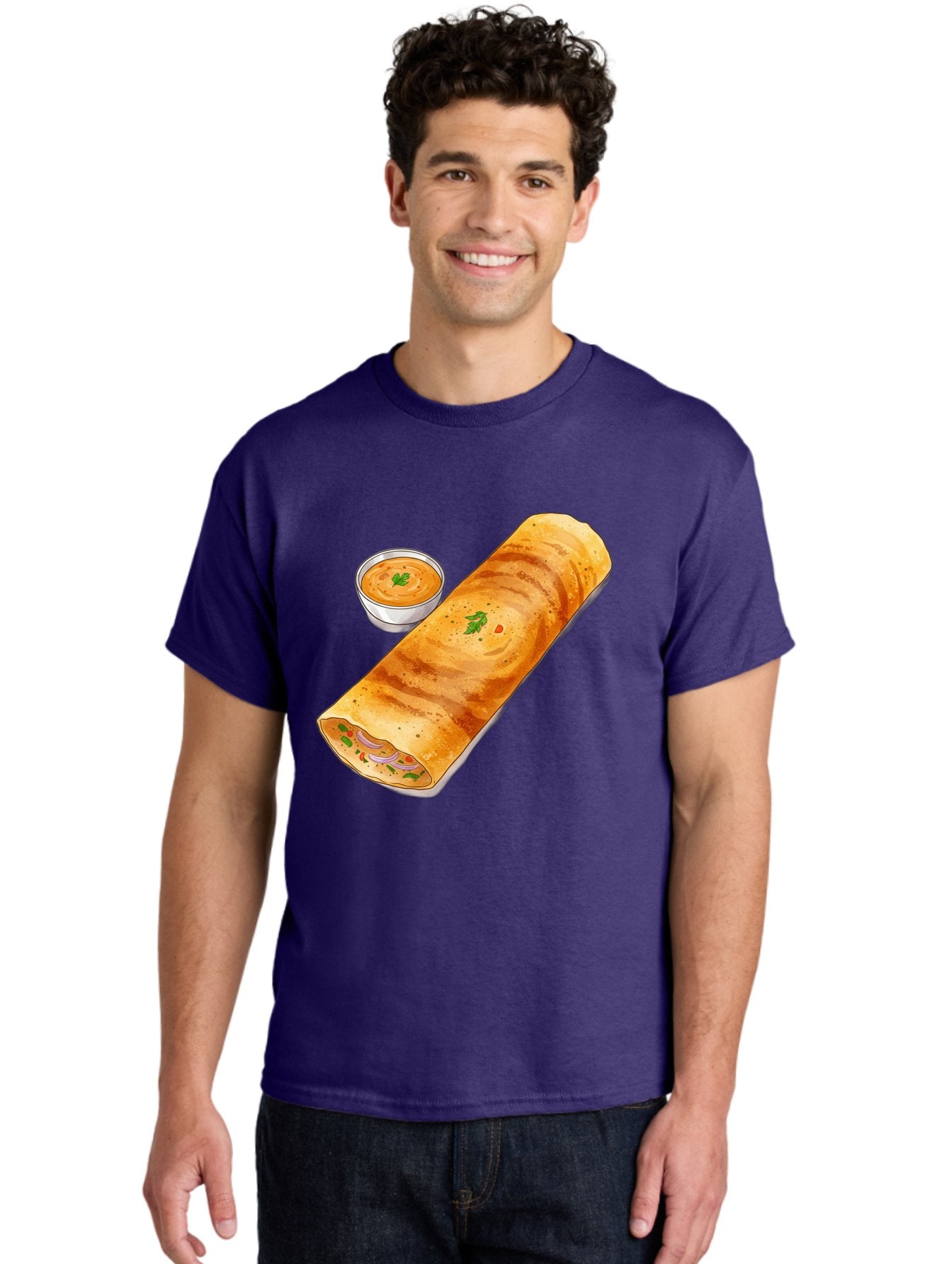 Masala-Dosa-13 Men'S Graphic Tee, 100% Cotton, Comfortable Casual Summer Wear, Machine Washable, Masala Dosa, South Indian Cuisine, Crepe, Rolled Dosa, Spicy Filling, Potato And Onion, Chutney, Indian Food, Traditional Dish, Flavorful, Baa974 16