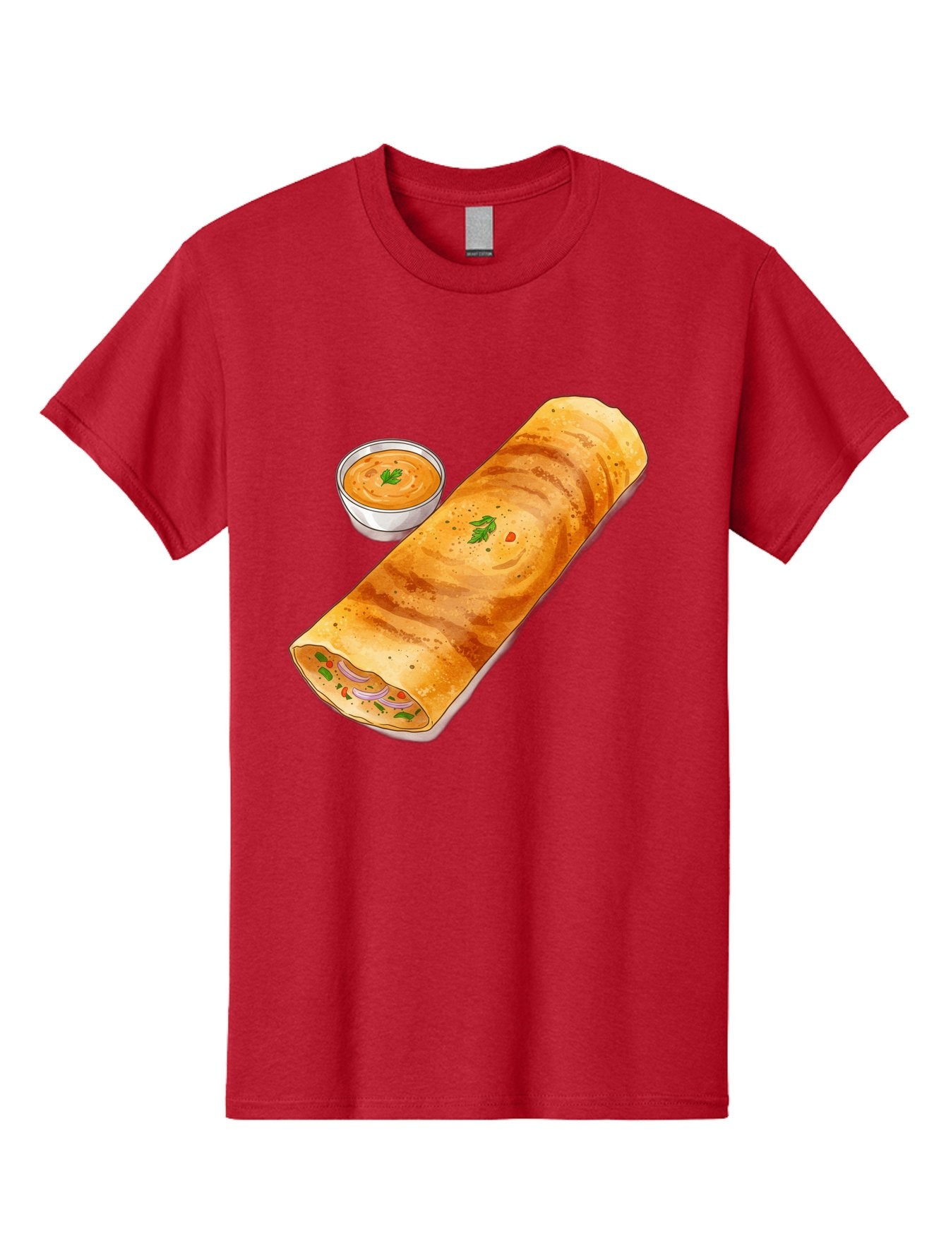 Masala-Dosa-13 Men'S Graphic Tee, 100% Cotton, Comfortable Casual Summer Wear, Machine Washable, Masala Dosa, South Indian Cuisine, Crepe, Rolled Dosa, Spicy Filling, Potato And Onion, Chutney, Indian Food, Traditional Dish, Flavorful, Baa974 13