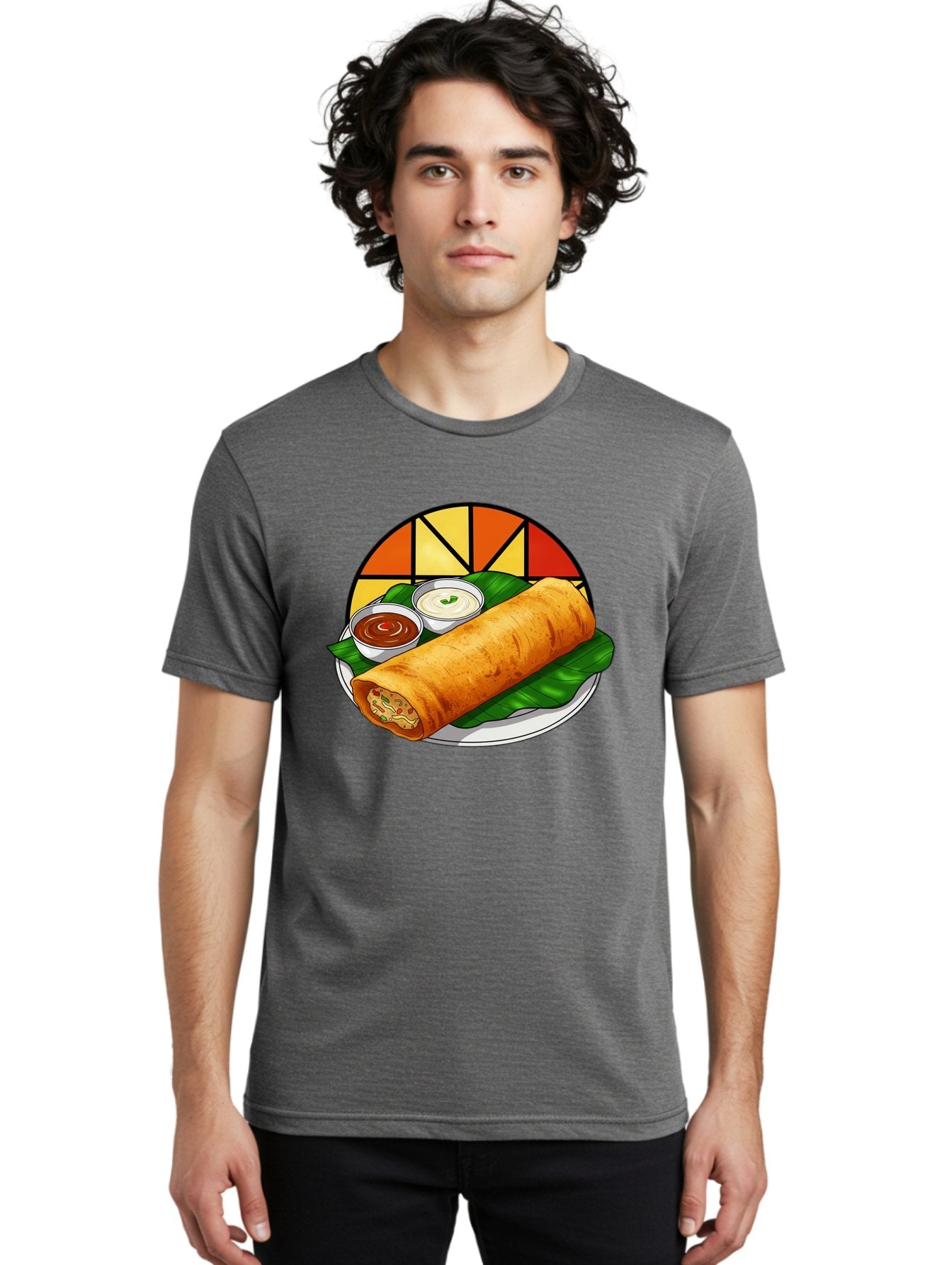 Masala-Dosa-14 Men'S Graphic Tee, 100% Cotton, Comfortable Casual Summer Wear, Machine Washable, South Indian Cuisine, Traditional Dosa, Masala Filling, Chutney, Sambar, Indian Breakfast, Fermented Rice Crepe, Delicious Meal, Baa975 28