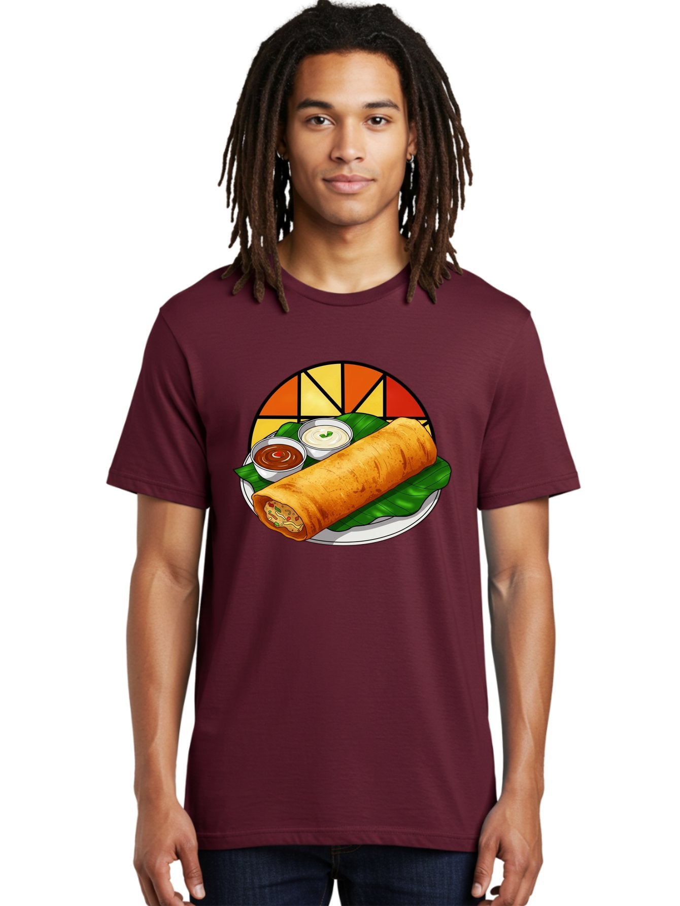 Masala-Dosa-14 Men'S Graphic Tee, 100% Cotton, Comfortable Casual Summer Wear, Machine Washable, South Indian Cuisine, Traditional Dosa, Masala Filling, Chutney, Sambar, Indian Breakfast, Fermented Rice Crepe, Delicious Meal, Baa975 22