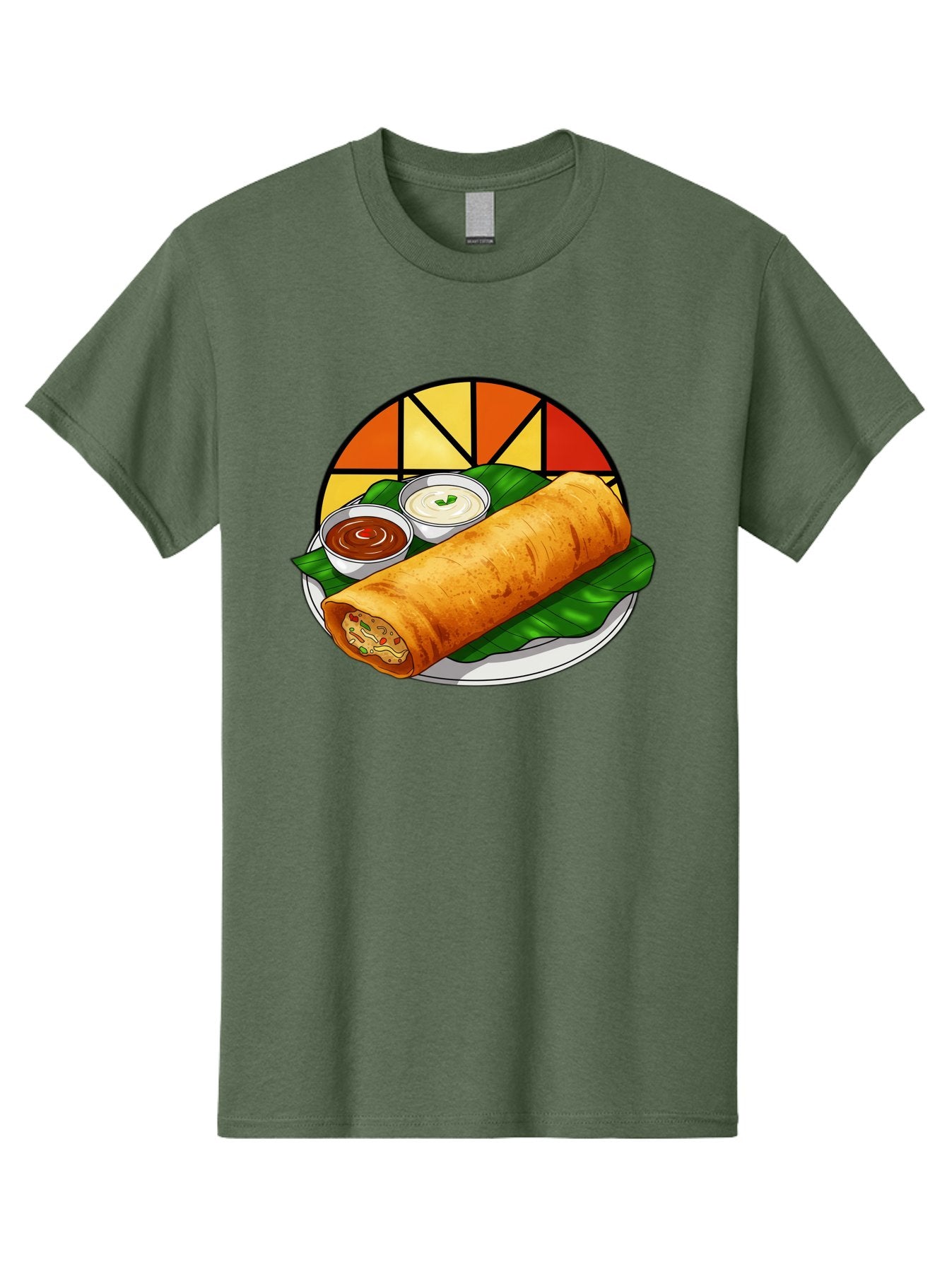 Masala-Dosa-14 Men'S Graphic Tee, 100% Cotton, Comfortable Casual Summer Wear, Machine Washable, South Indian Cuisine, Traditional Dosa, Masala Filling, Chutney, Sambar, Indian Breakfast, Fermented Rice Crepe, Delicious Meal, Baa975 14