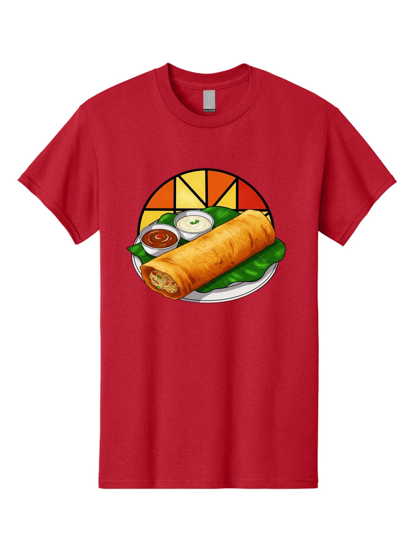 Masala-Dosa-14 Men'S Graphic Tee, 100% Cotton, Comfortable Casual Summer Wear, Machine Washable, South Indian Cuisine, Traditional Dosa, Masala Filling, Chutney, Sambar, Indian Breakfast, Fermented Rice Crepe, Delicious Meal, Baa975 5