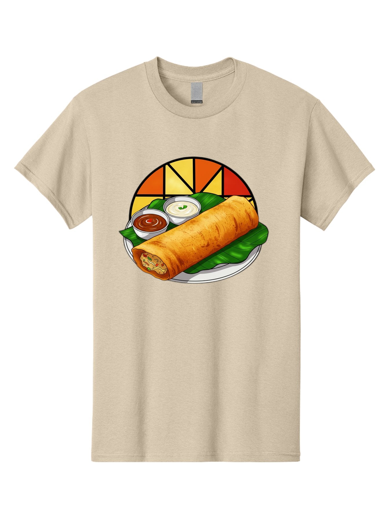 Masala-Dosa-14 Men'S Graphic Tee, 100% Cotton, Comfortable Casual Summer Wear, Machine Washable, South Indian Cuisine, Traditional Dosa, Masala Filling, Chutney, Sambar, Indian Breakfast, Fermented Rice Crepe, Delicious Meal, Baa975