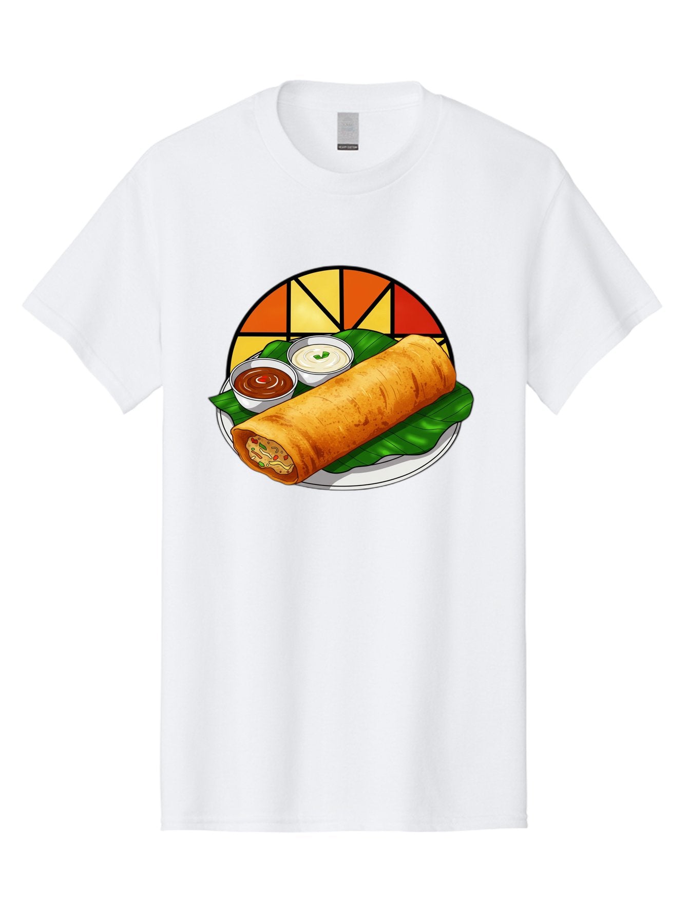 Masala-Dosa-14 Men'S Graphic Tee, 100% Cotton, Comfortable Casual Summer Wear, Machine Washable, South Indian Cuisine, Traditional Dosa, Masala Filling, Chutney, Sambar, Indian Breakfast, Fermented Rice Crepe, Delicious Meal, Baa975 8